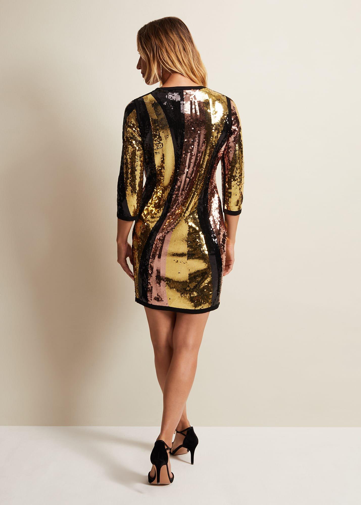 Cassey Rainbow Wave Sequin Dress