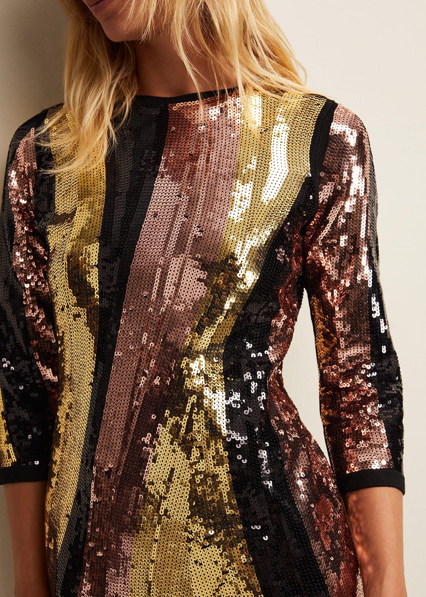 Cassey Rainbow Wave Sequin Dress