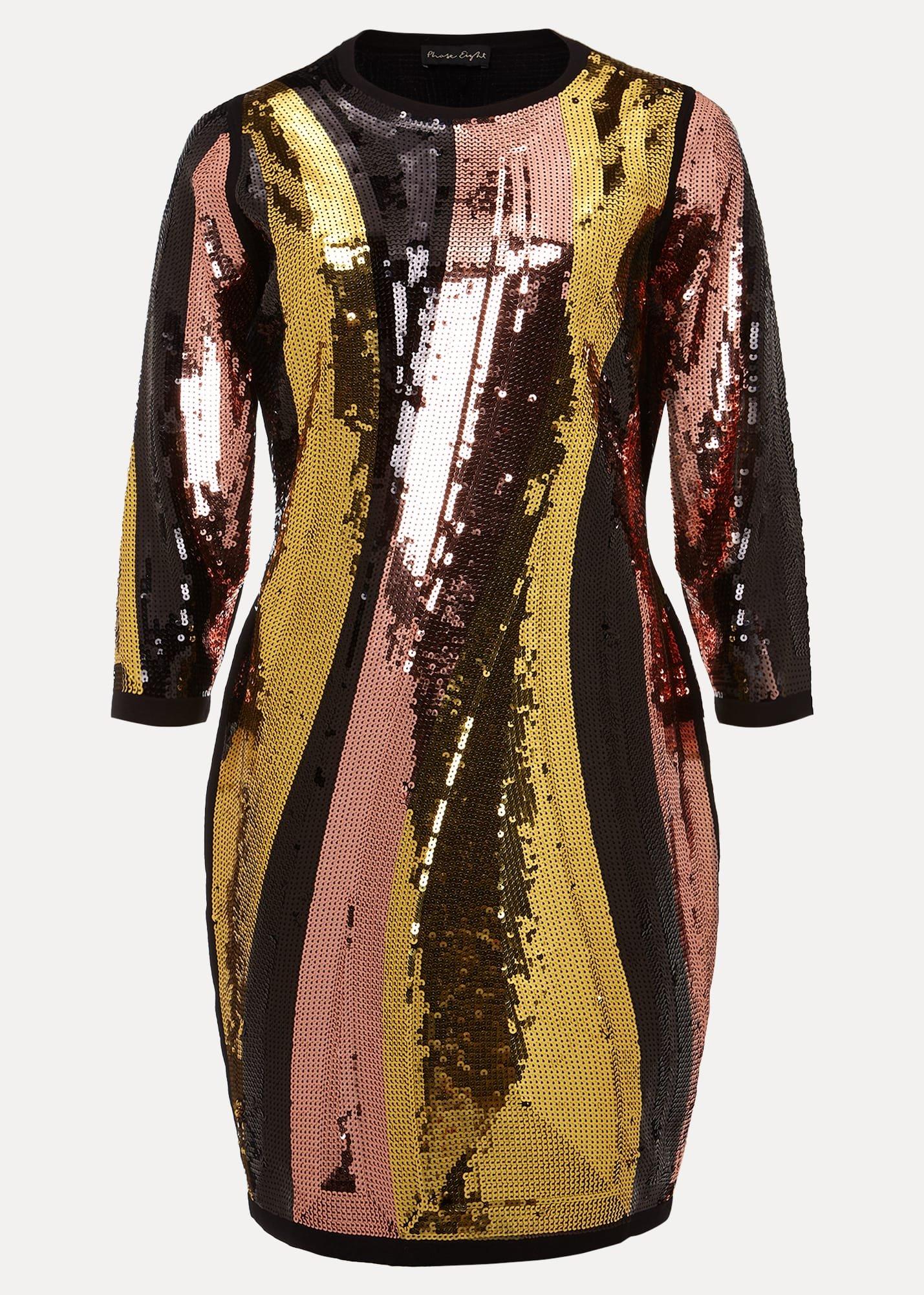 Cassey Rainbow Wave Sequin Dress