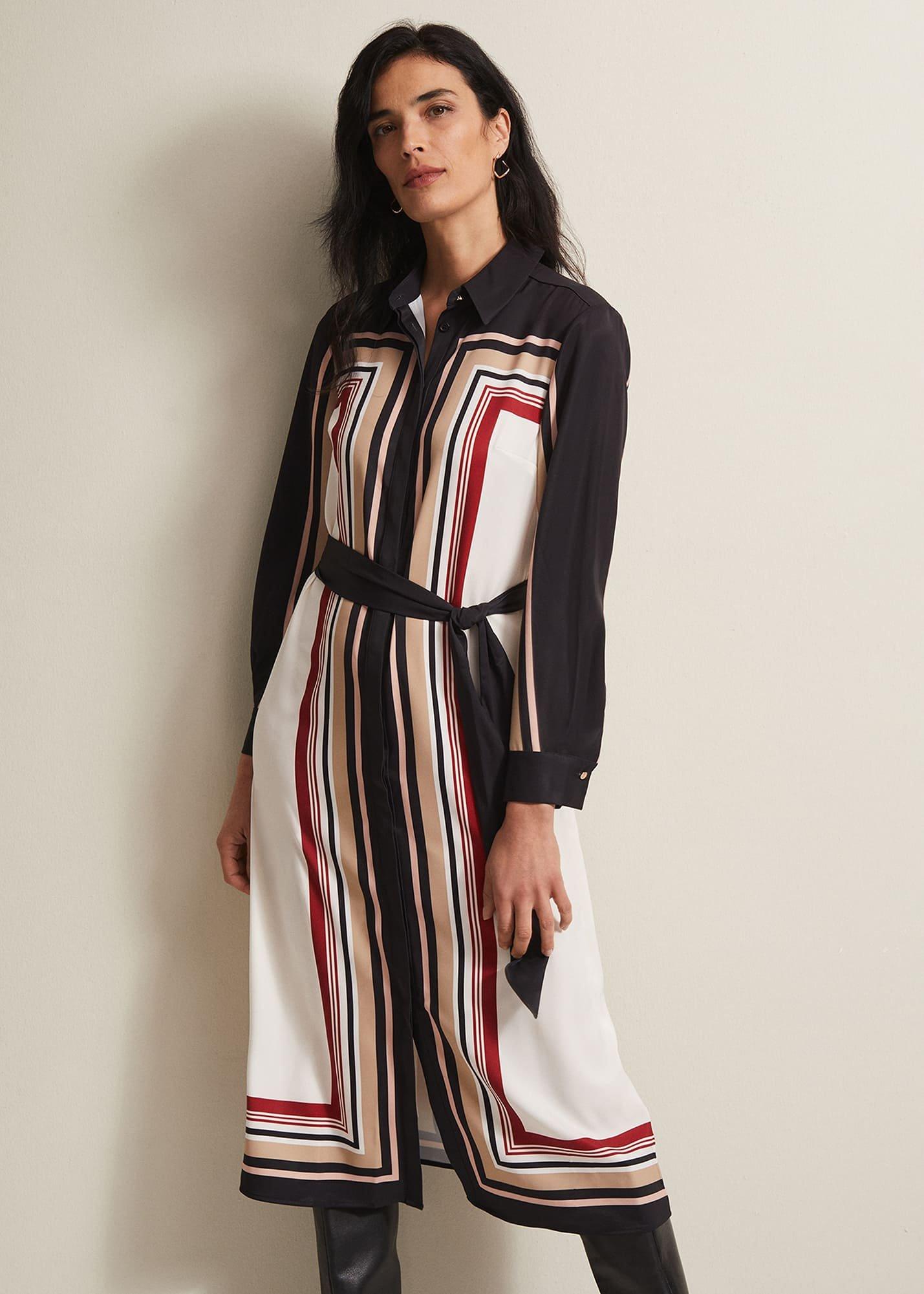Geri Striped Shirt Midi Dress