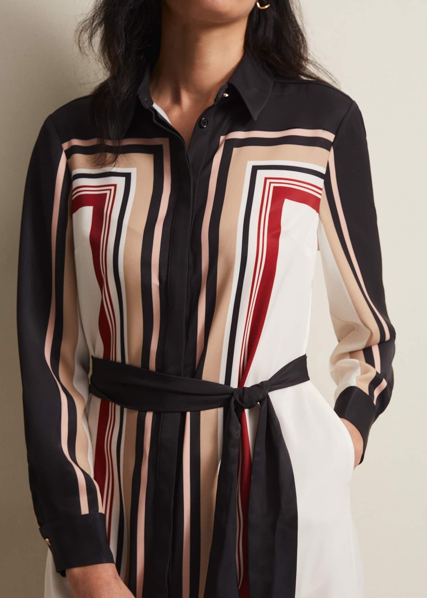 Geri Striped Shirt Midi Dress