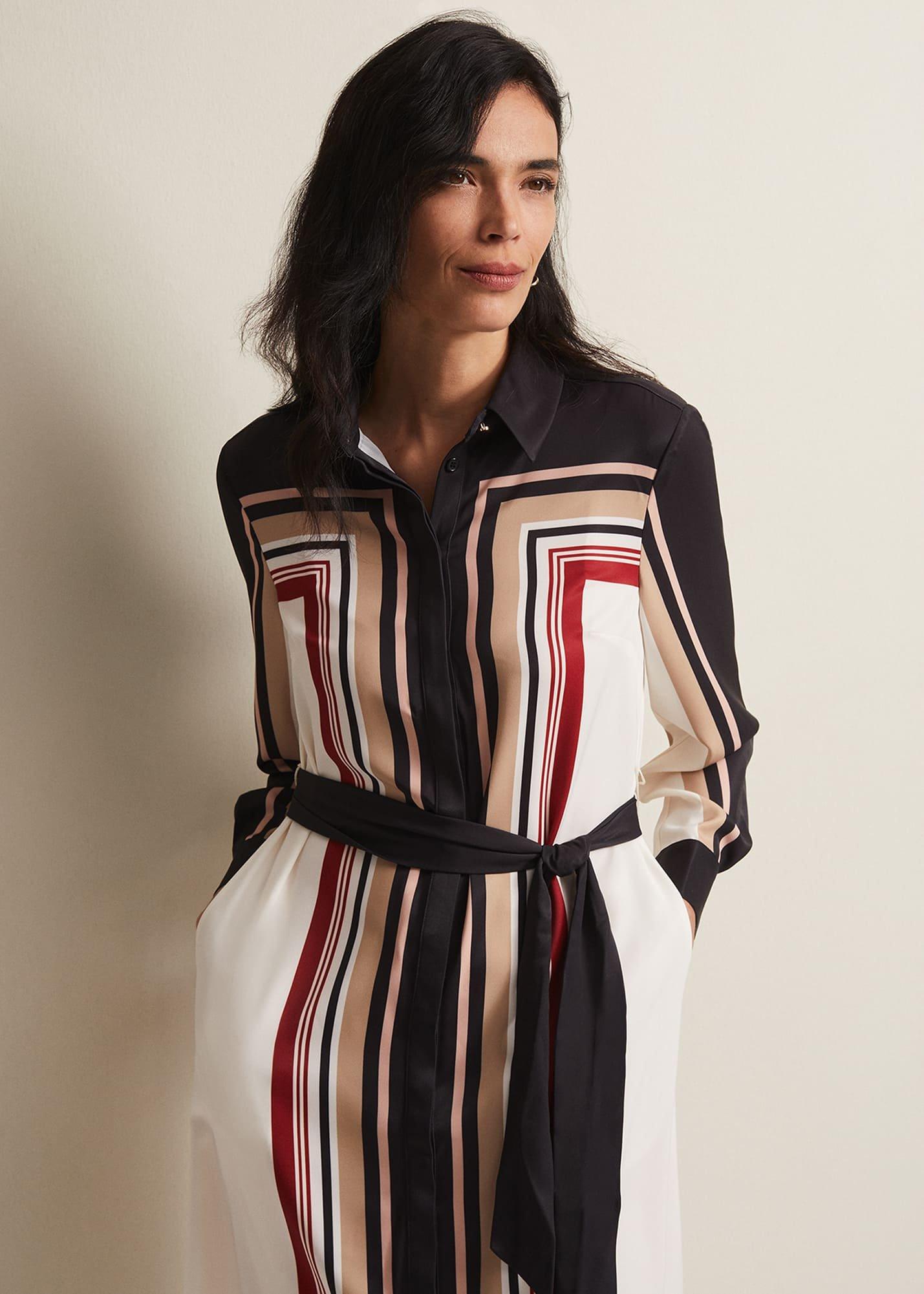 Geri Striped Shirt Midi Dress