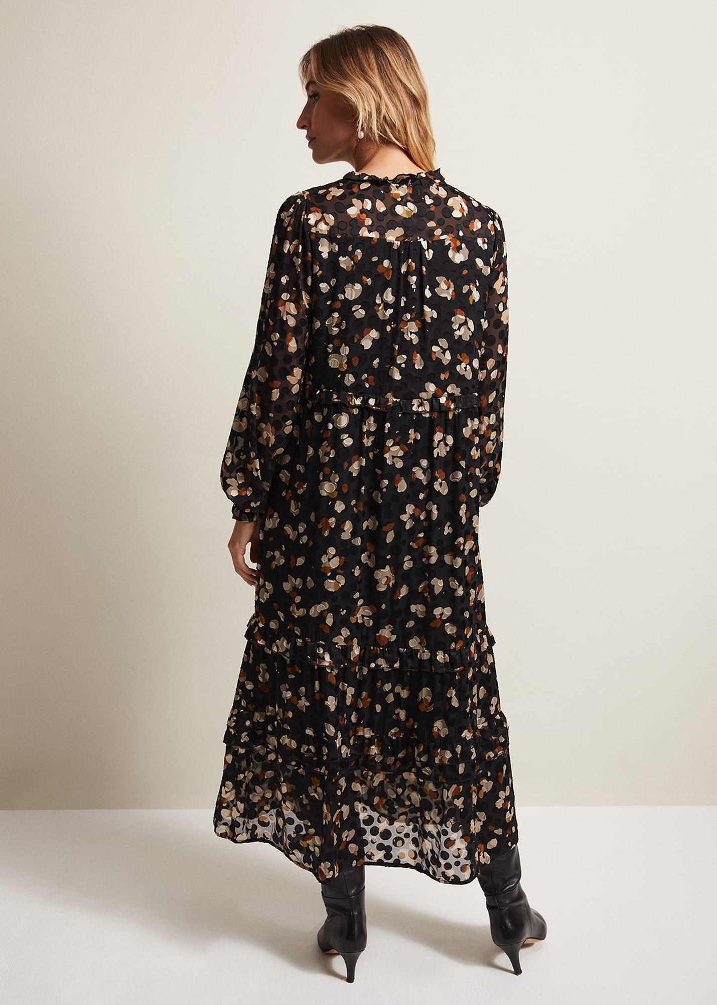 Karsyn Leopard Spot Textured Midi Dress