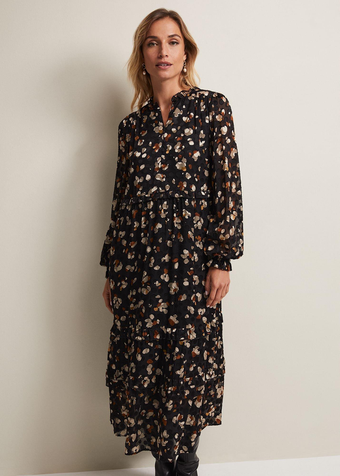 Karsyn Leopard Spot Textured Midi Dress