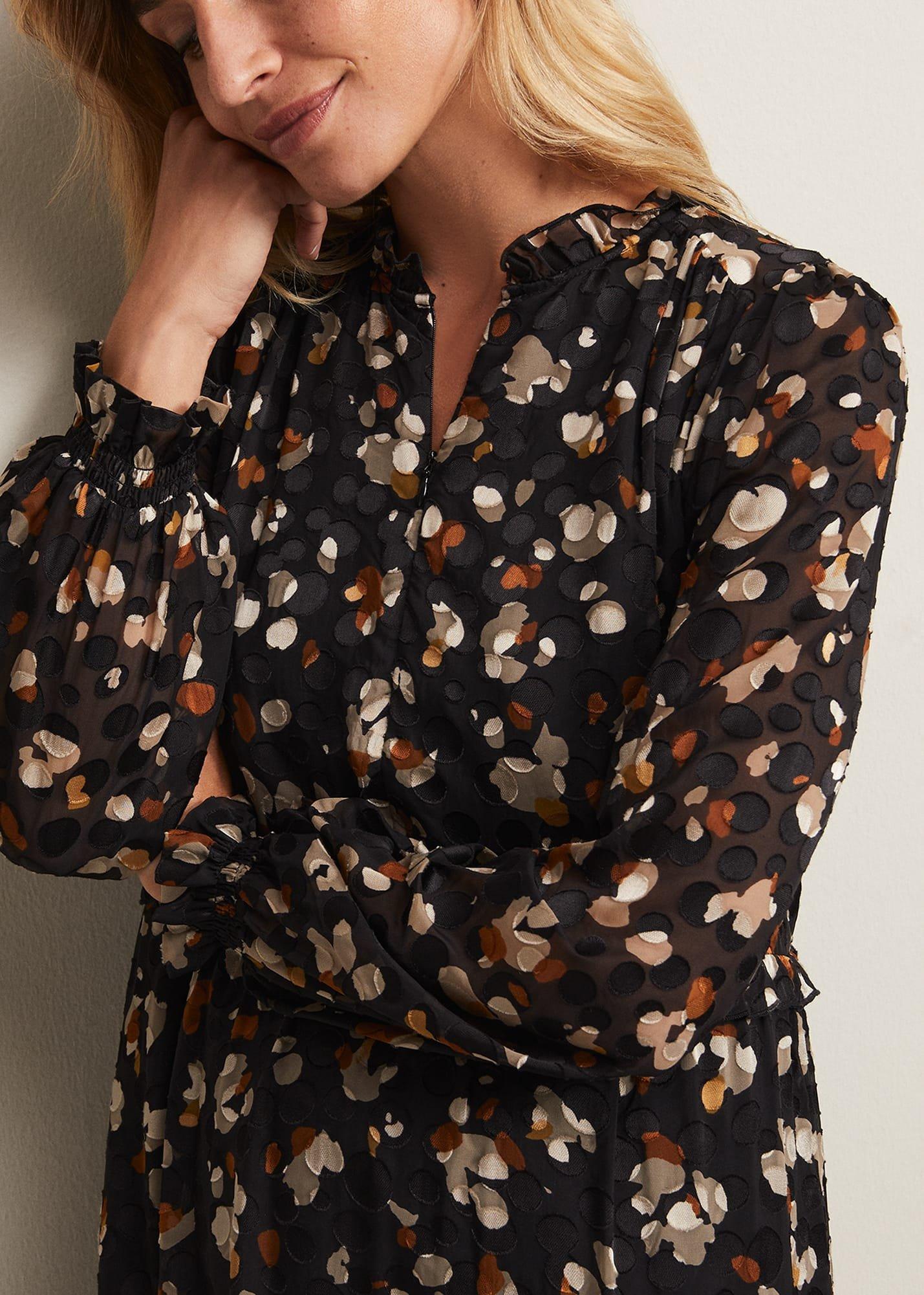Karsyn Leopard Spot Textured Midi Dress