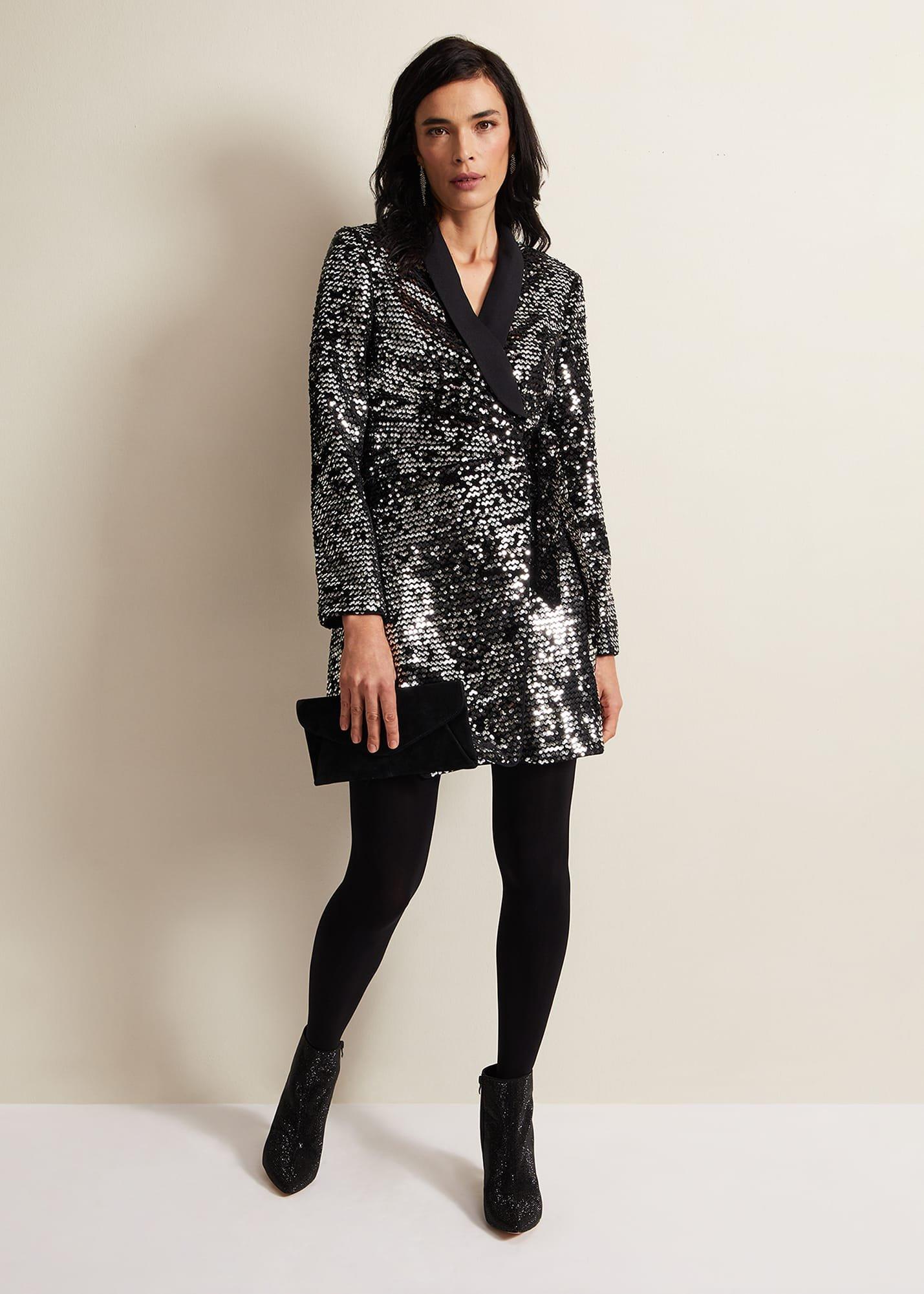 Brea Wrap Tuxe Sequin Dress