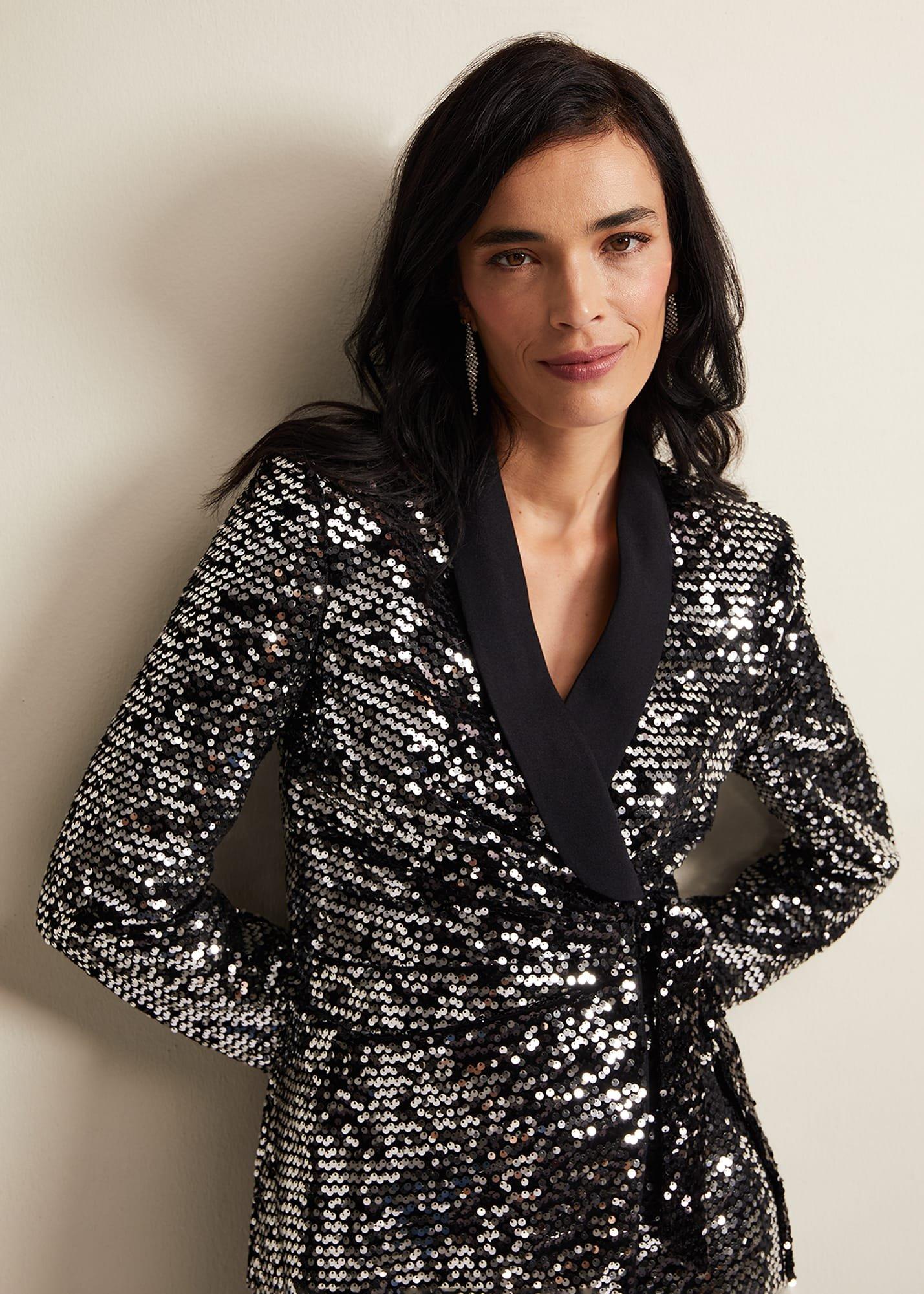 Brea Wrap Tuxe Sequin Dress