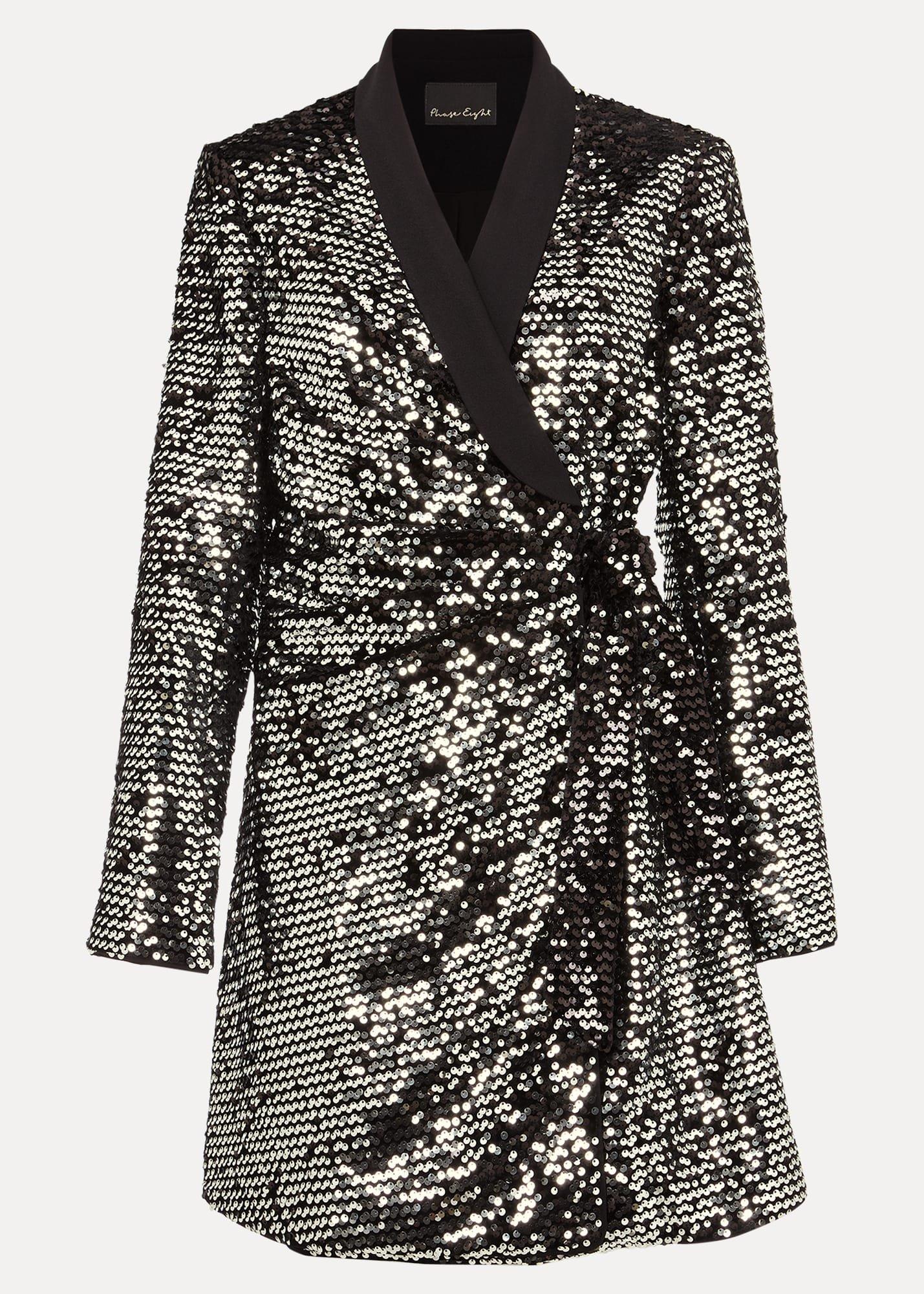 Brea Wrap Tuxe Sequin Dress