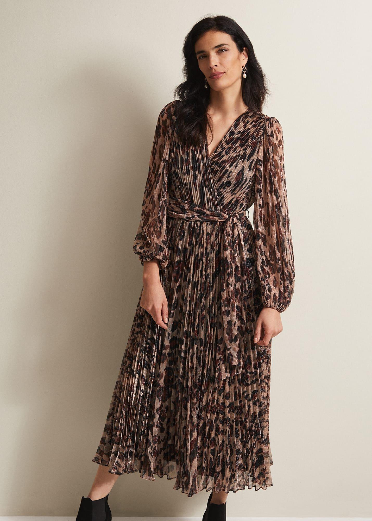 Jovie Leopard Print Plisse Maxi Dress