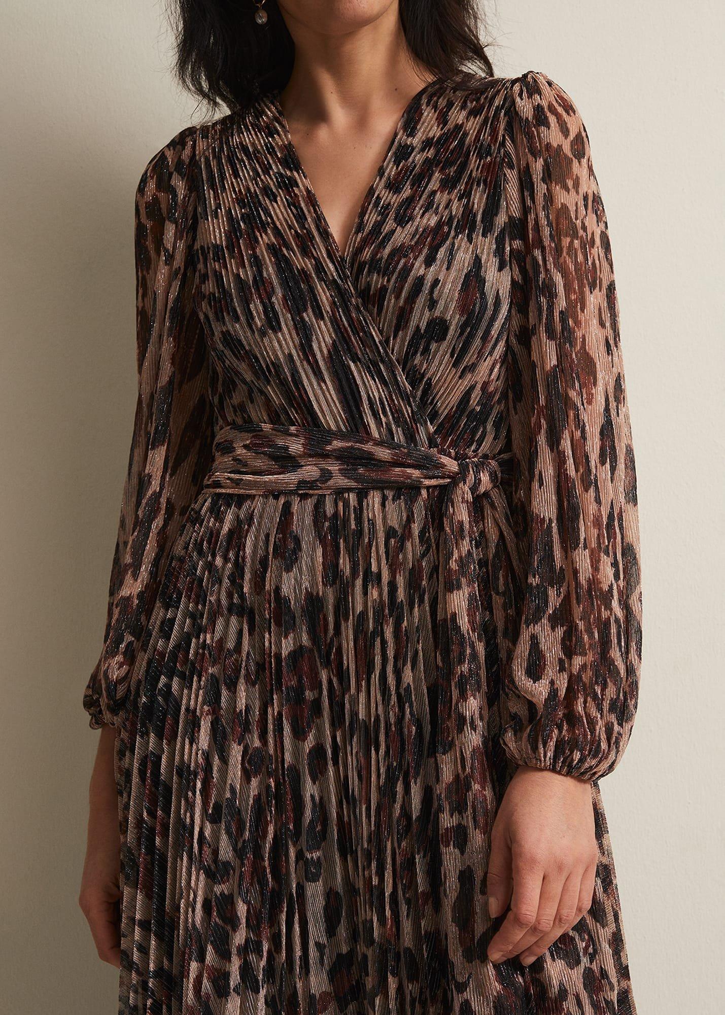 Jovie Leopard Print Plisse Maxi Dress