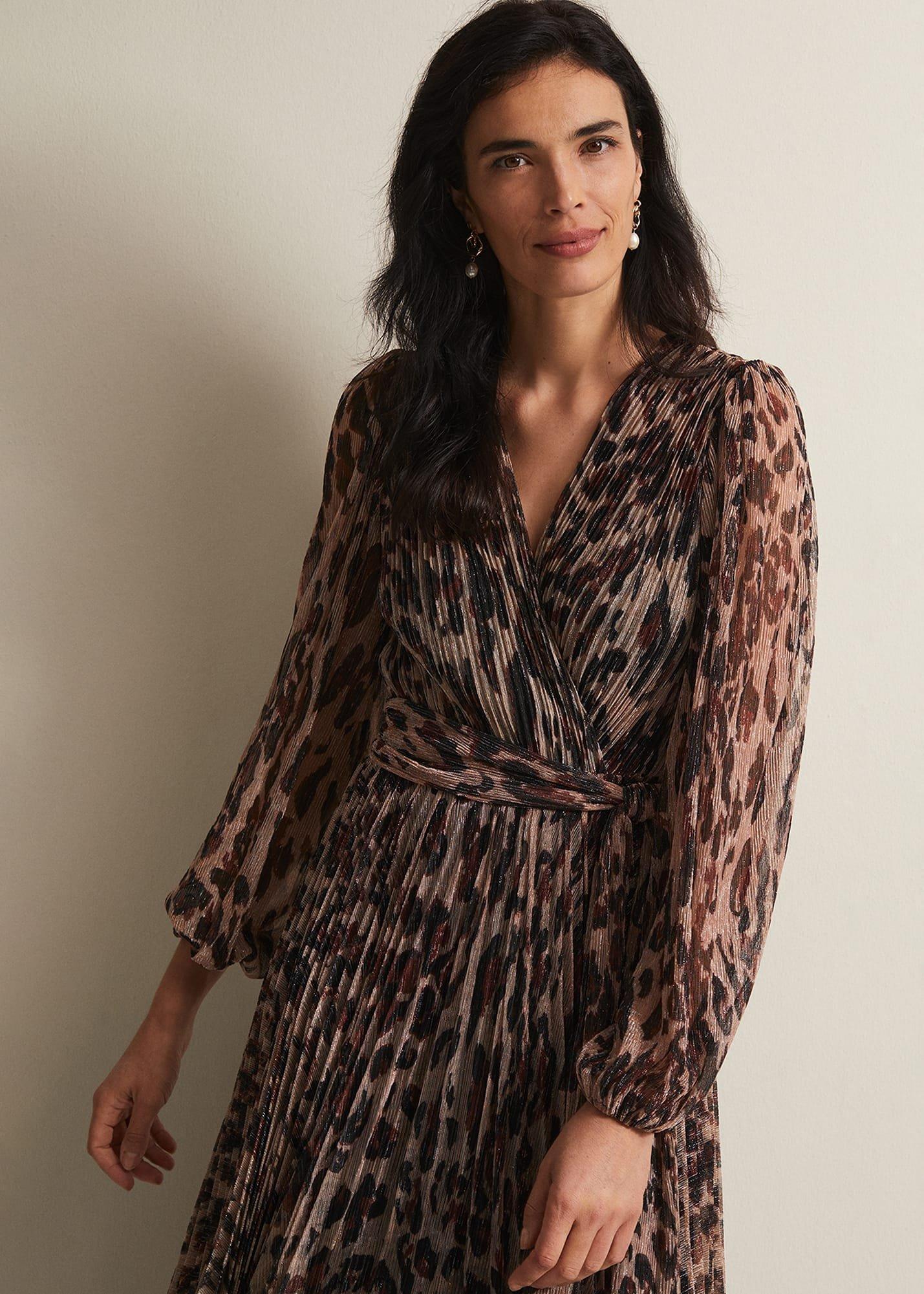 Jovie Leopard Print Plisse Maxi Dress