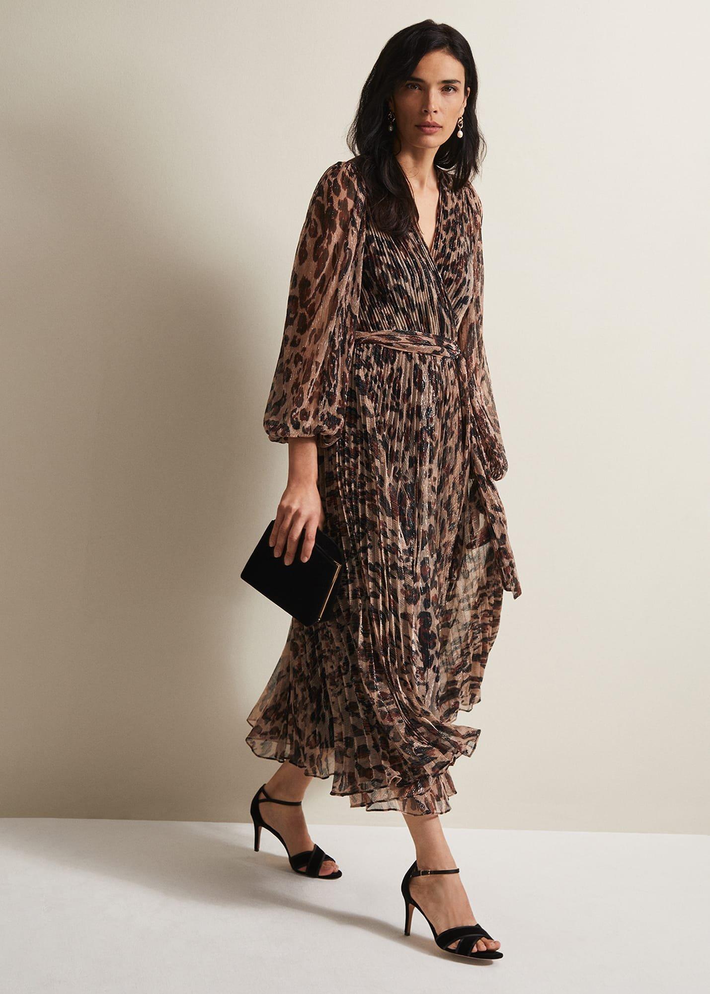 Jovie Leopard Print Plisse Maxi Dress