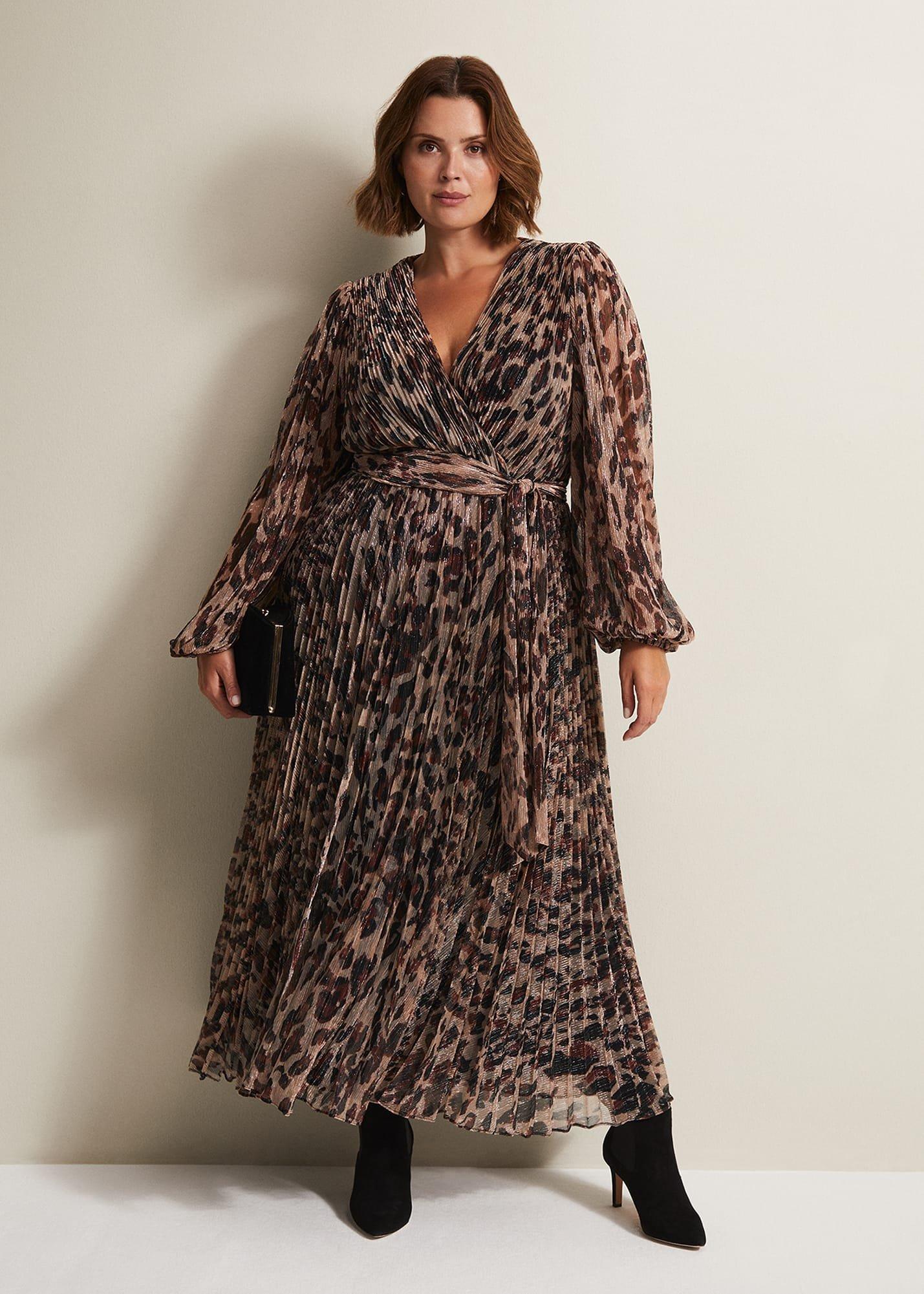 Jovie Leopard Print Plisse Maxi Dress