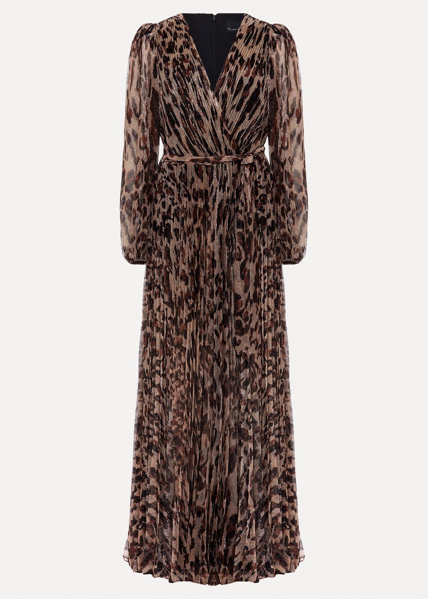 Jovie Leopard Print Plisse Maxi Dress