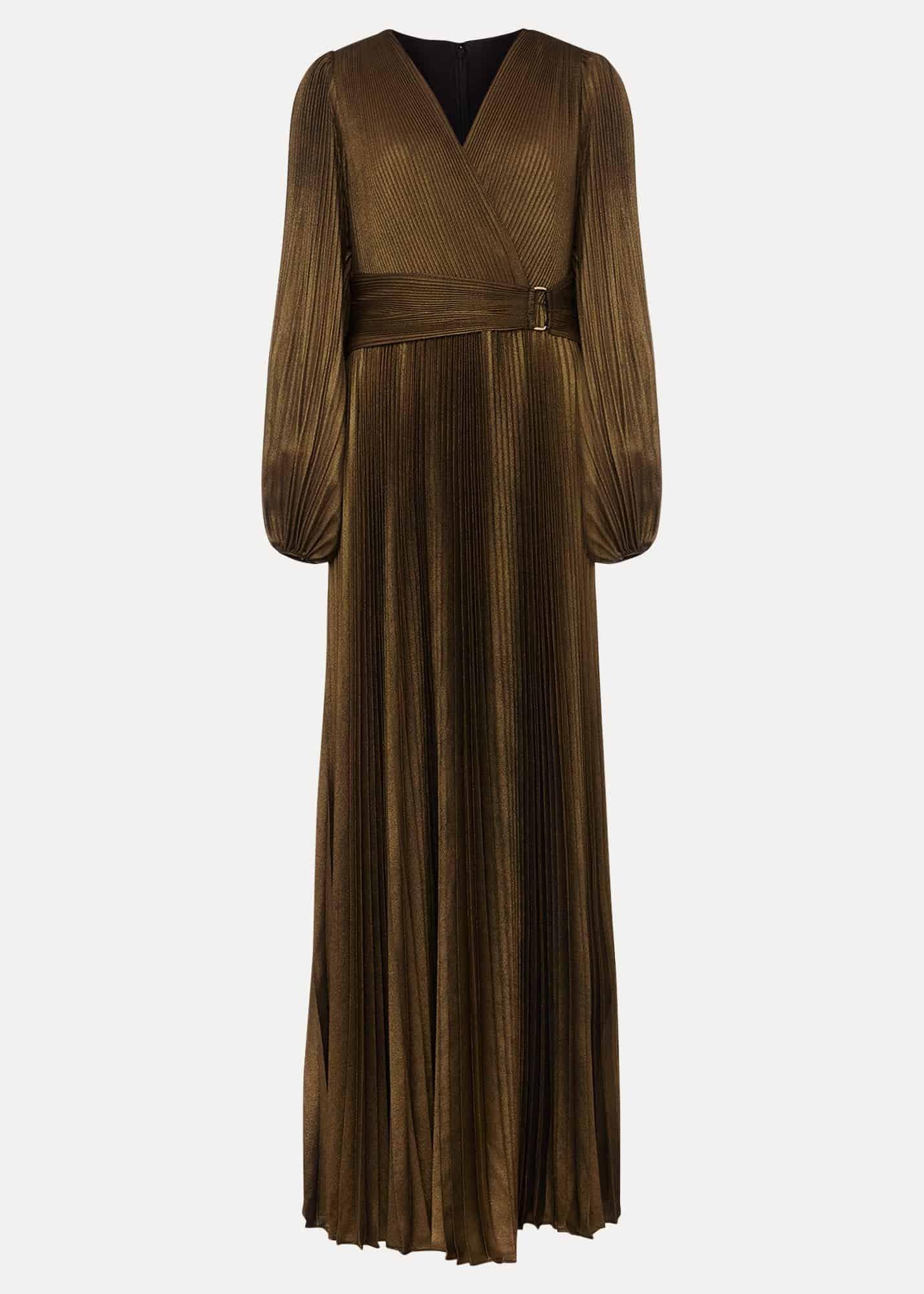 Adrianna Foil Pleated Maxi Dress