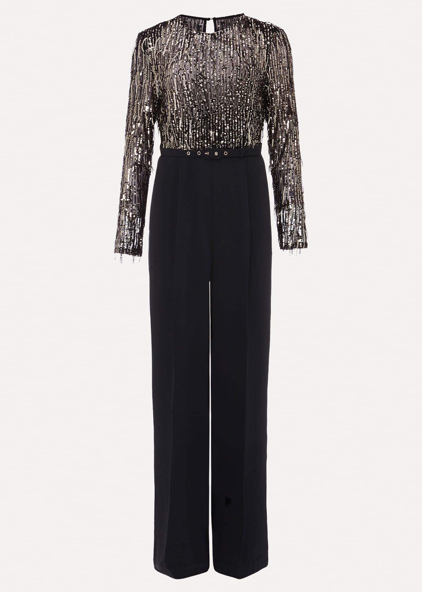 Mariah Sequin Fringe Wide Leg Jumpsuit