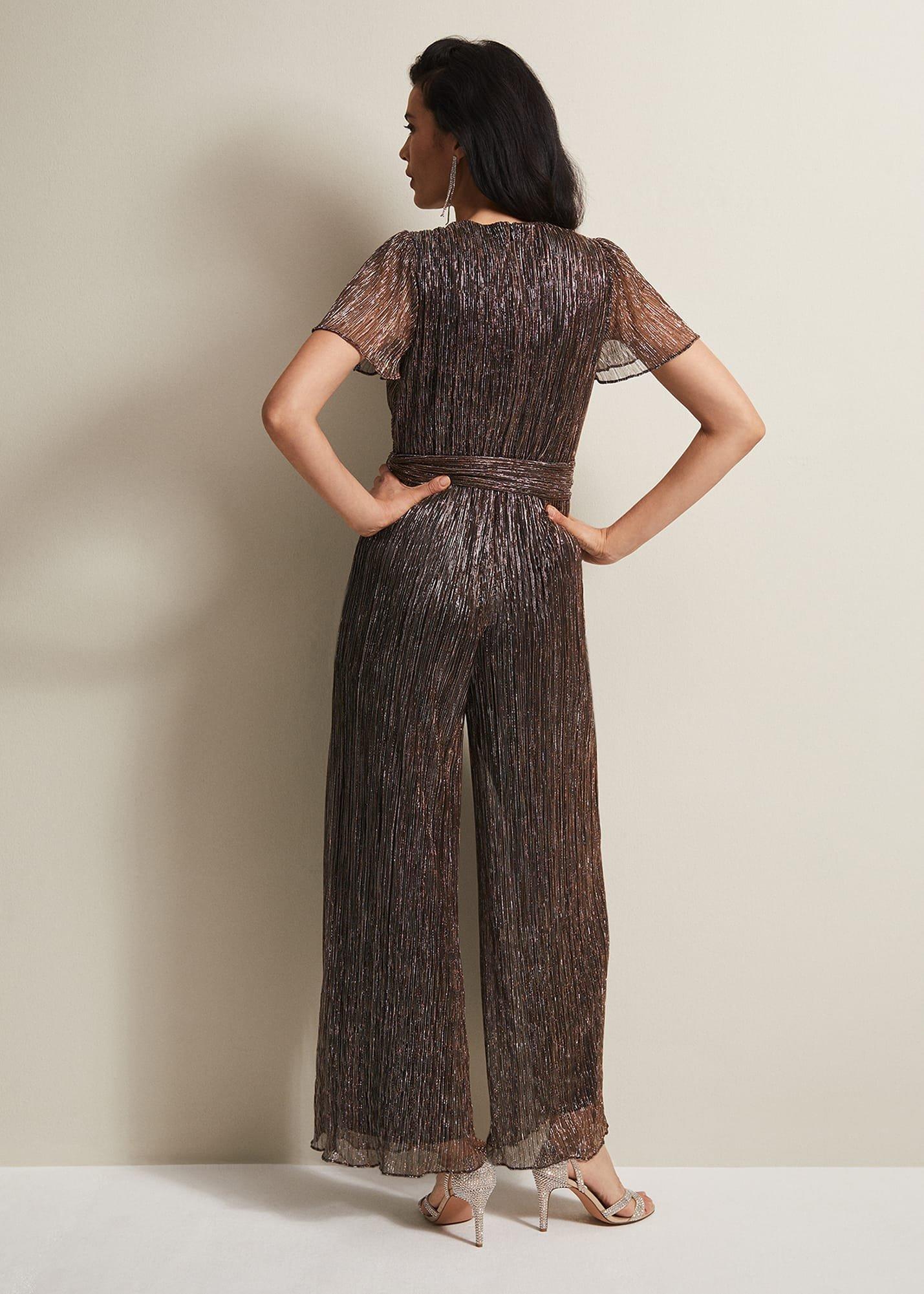 Stella Bronze Plisse Wide Leg Jumpsuit
