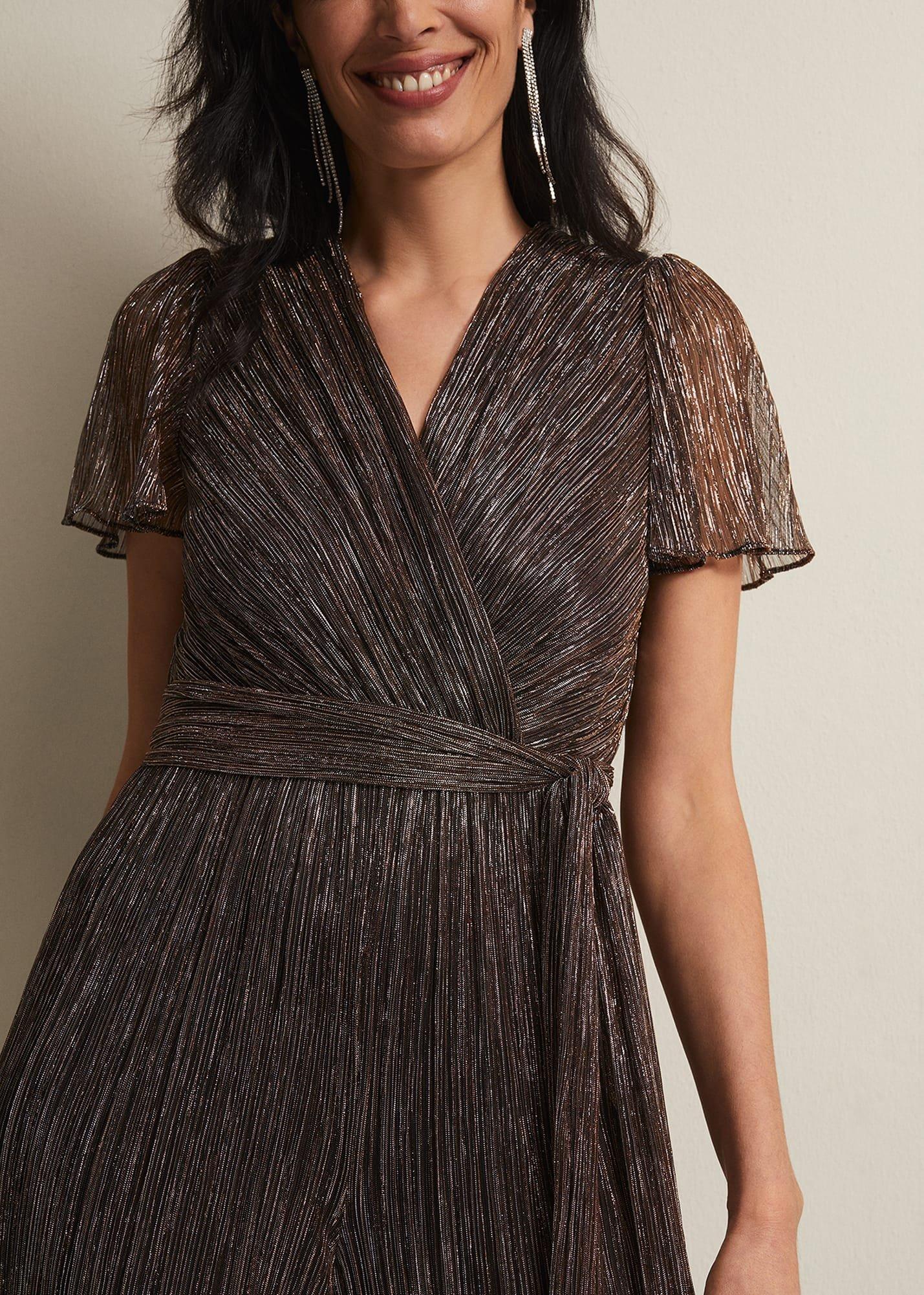 Stella Bronze Plisse Wide Leg Jumpsuit