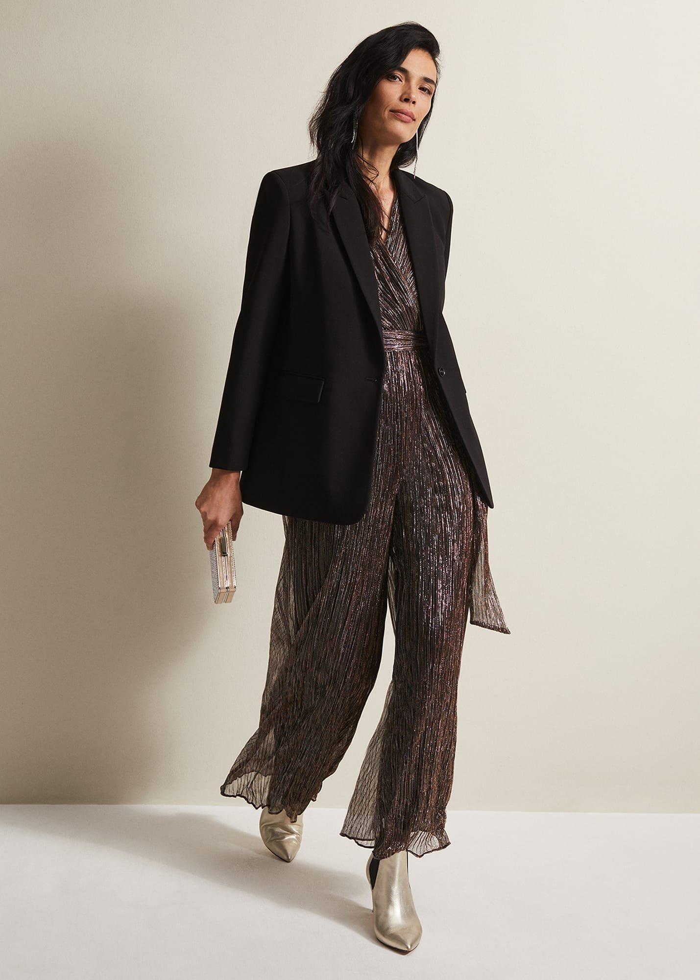 Stella Bronze Plisse Wide Leg Jumpsuit
