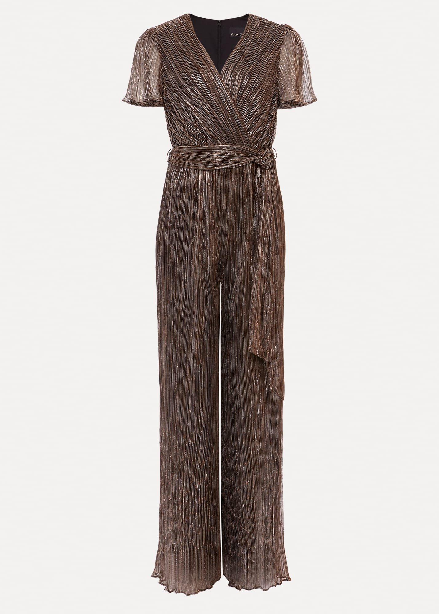 Stella Bronze Plisse Wide Leg Jumpsuit