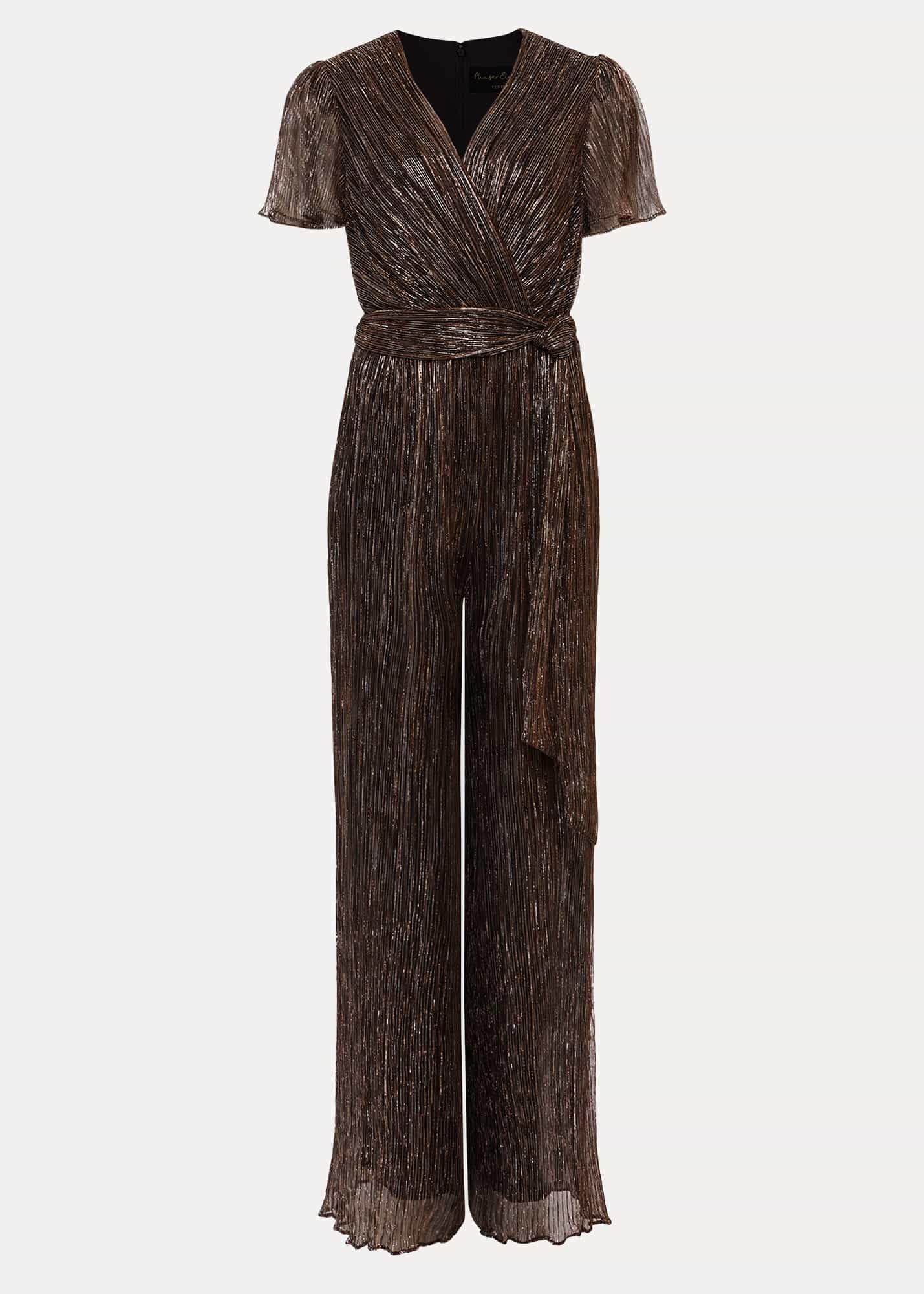 Petite Stella Bronze Plisse Jumpsuit