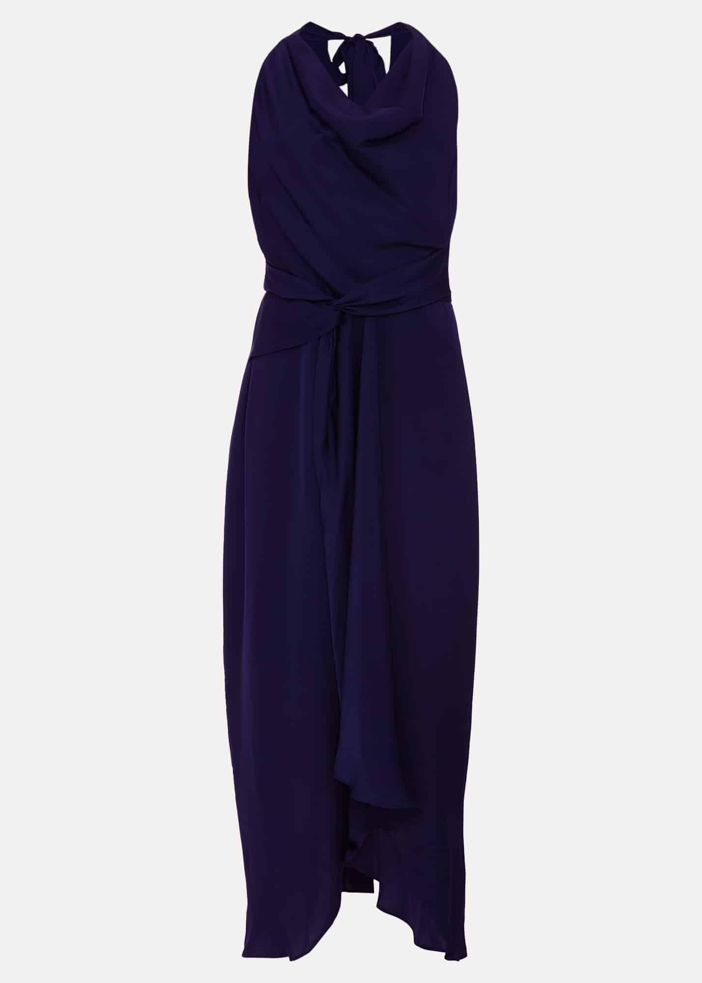 Daliah High Neck Satin Midi Dress