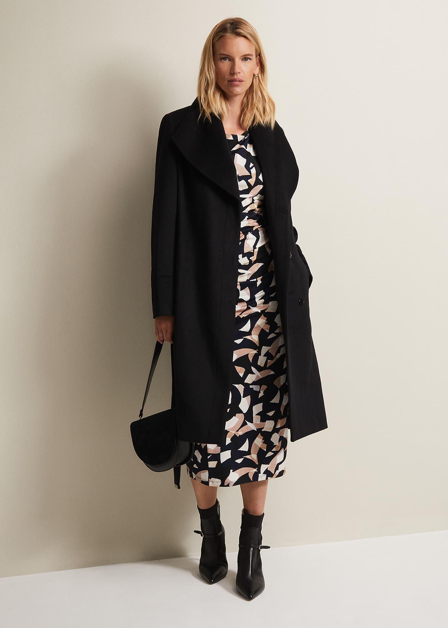 Jordana Geo Ruched Midi Dress