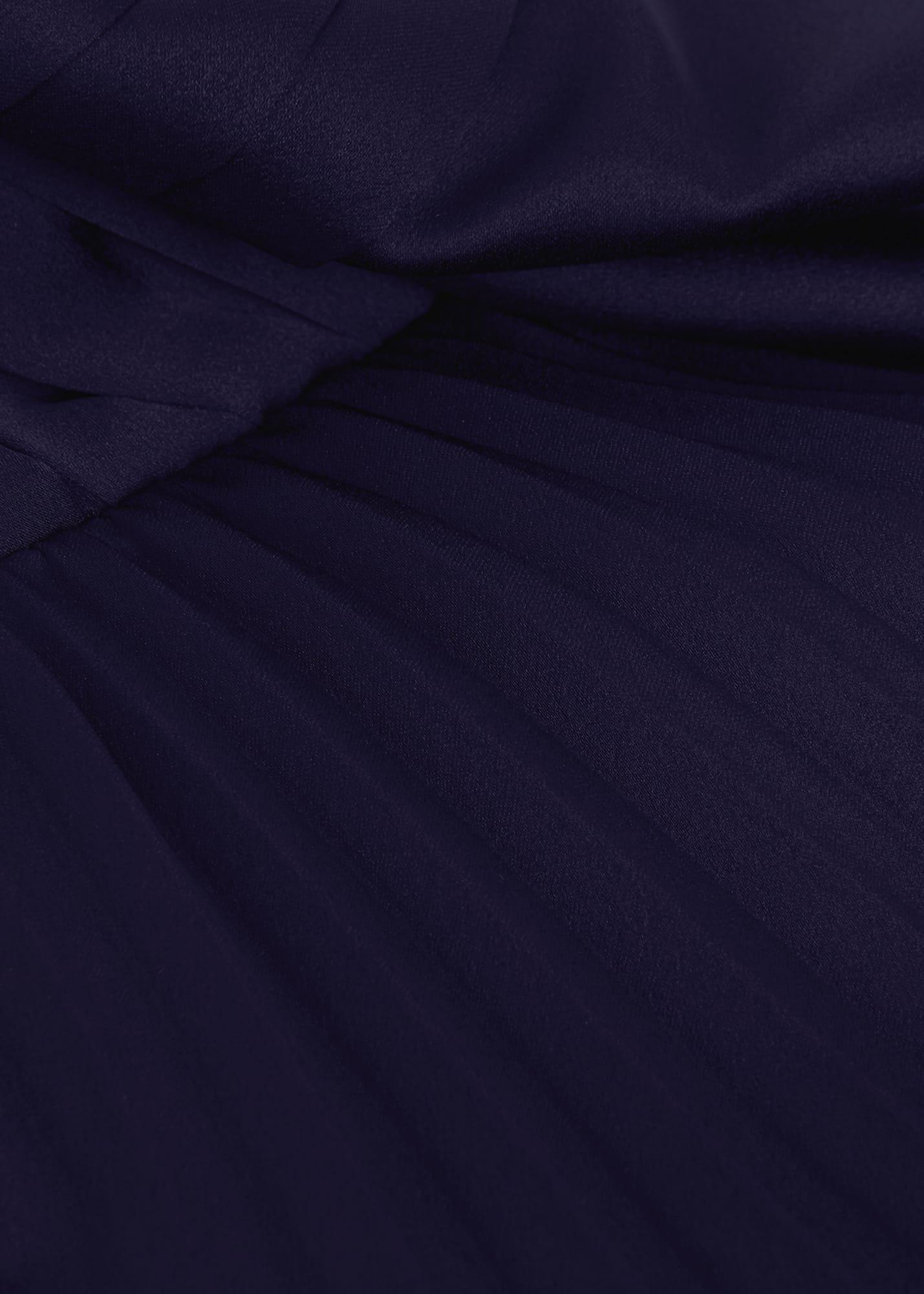 Bonnie Pleat Wrap Satin Maxi Dress
