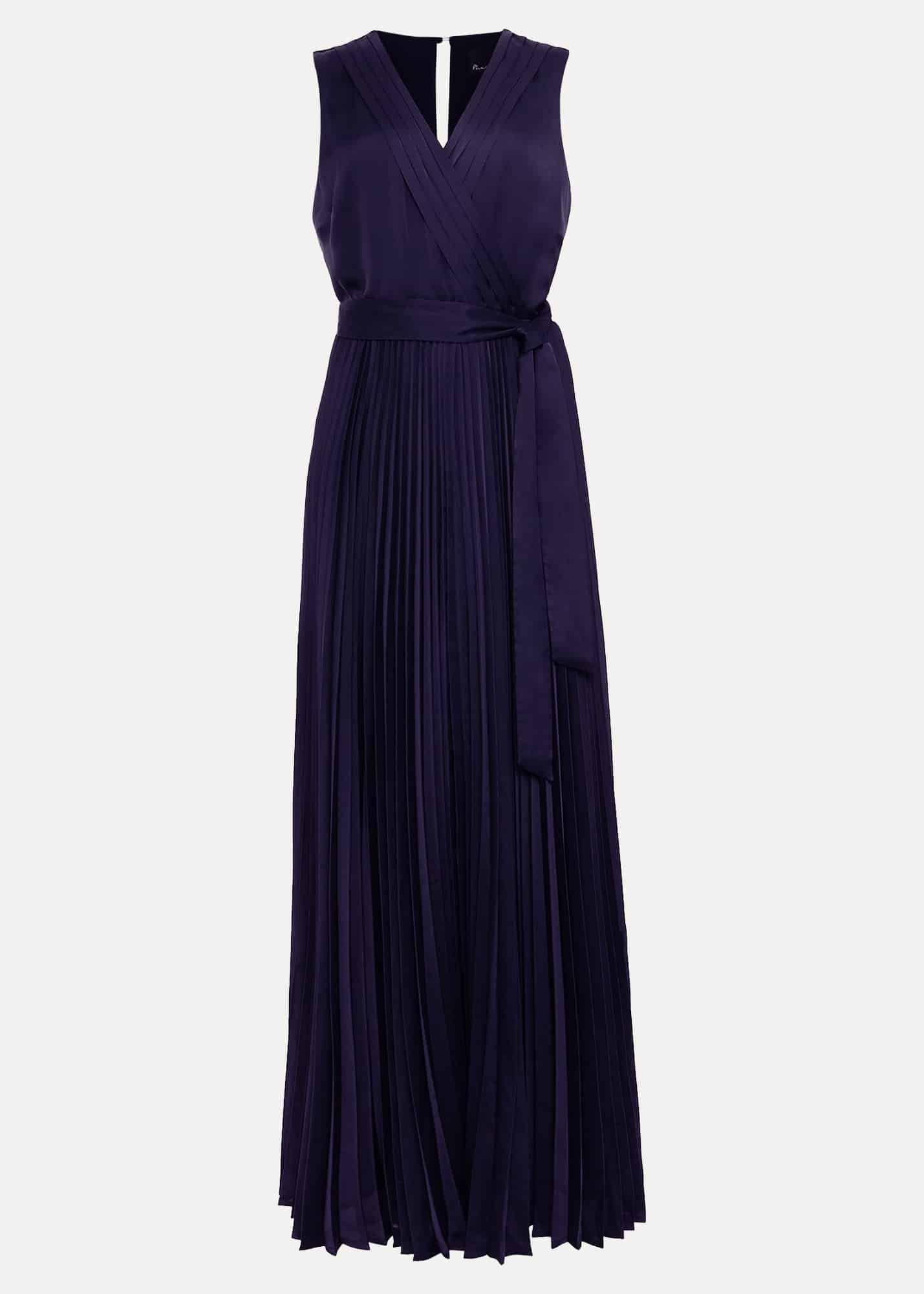 Bonnie Pleat Wrap Satin Maxi Dress