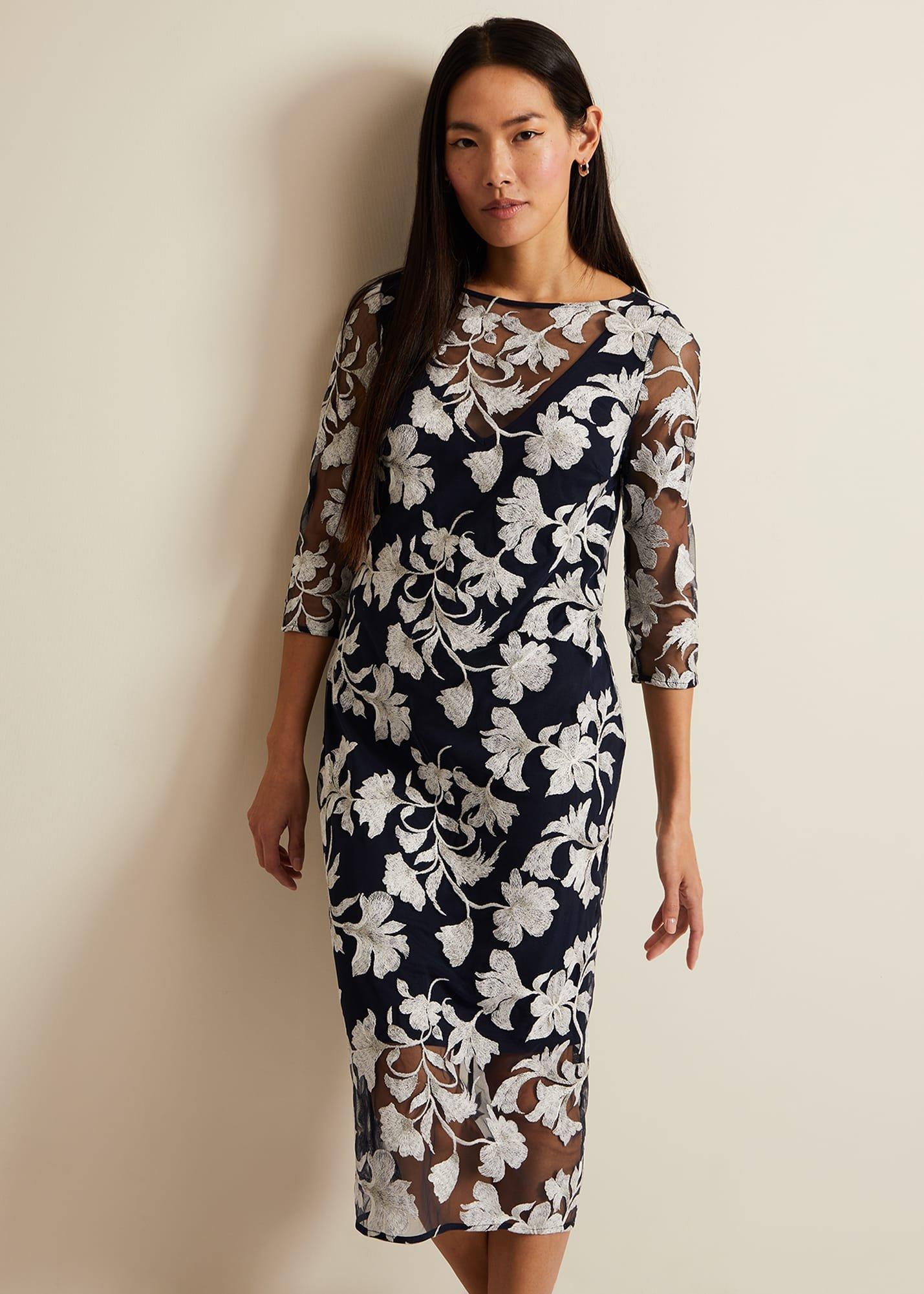 Irina Floral Mesh Midi Dress