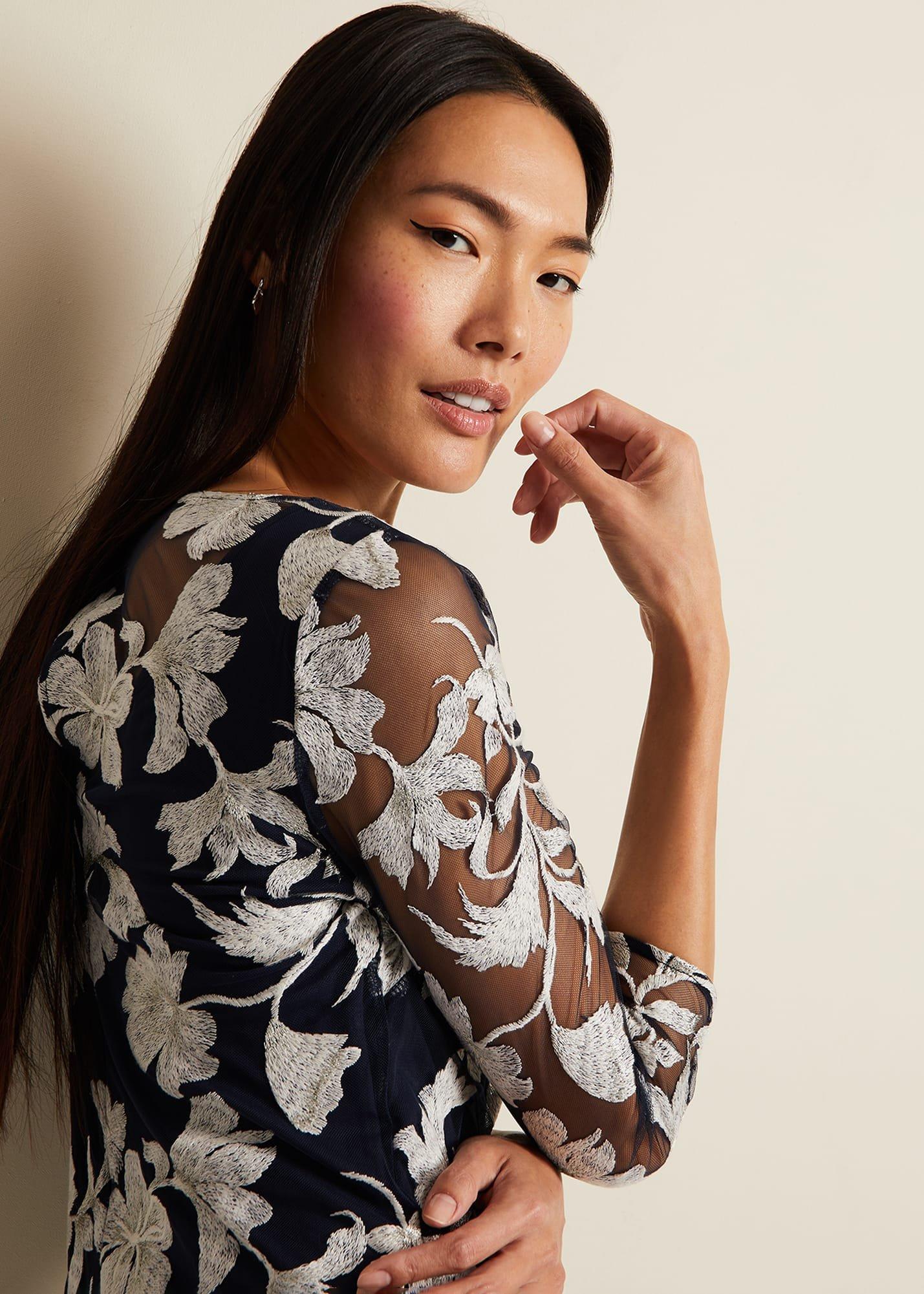 Irina Floral Mesh Midi Dress