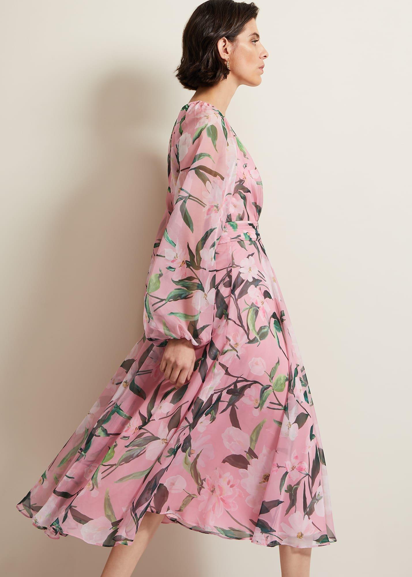 Lina Printed Long Sleeve Midi Dress