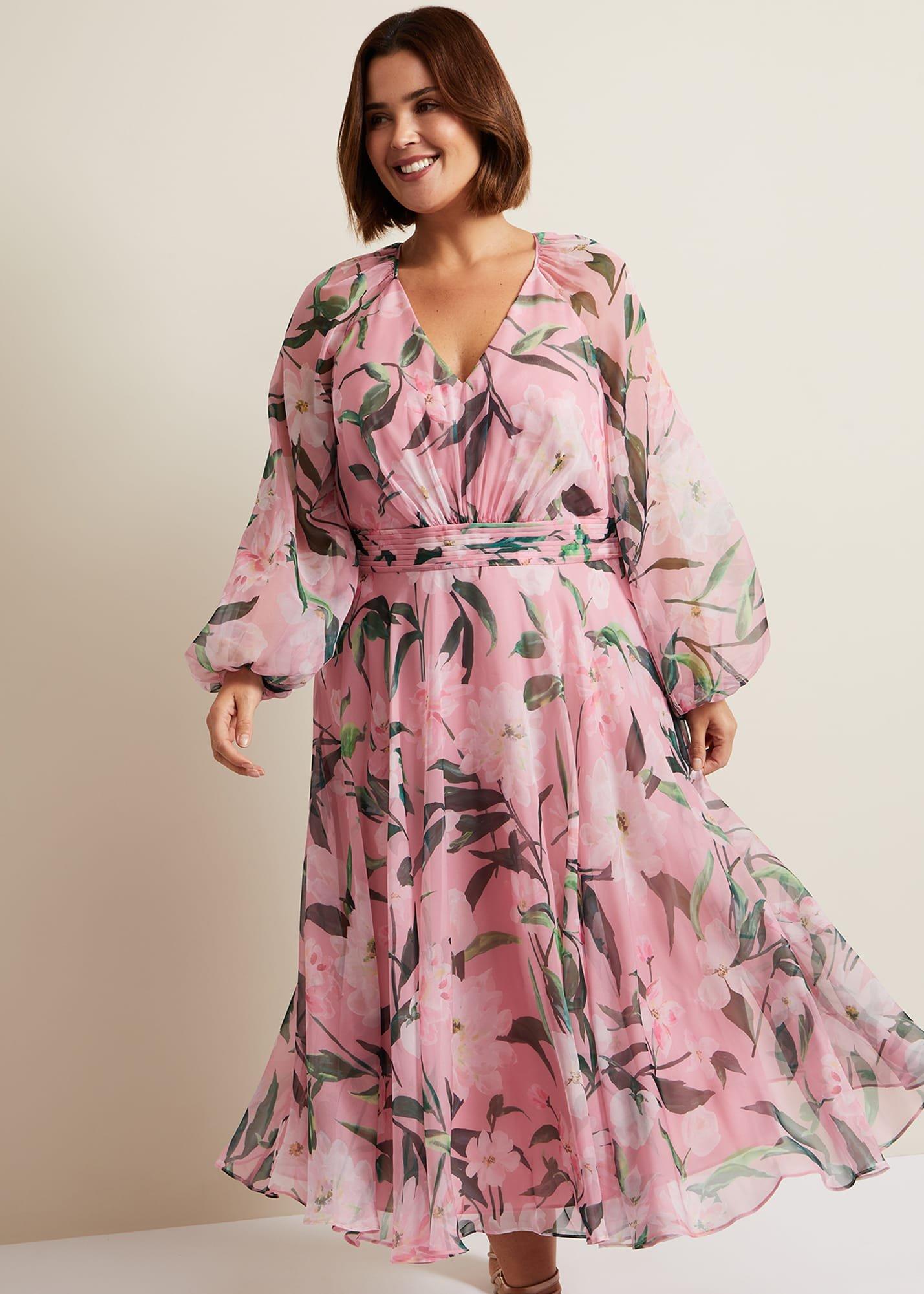 Lina Printed Long Sleeve Midi Dress