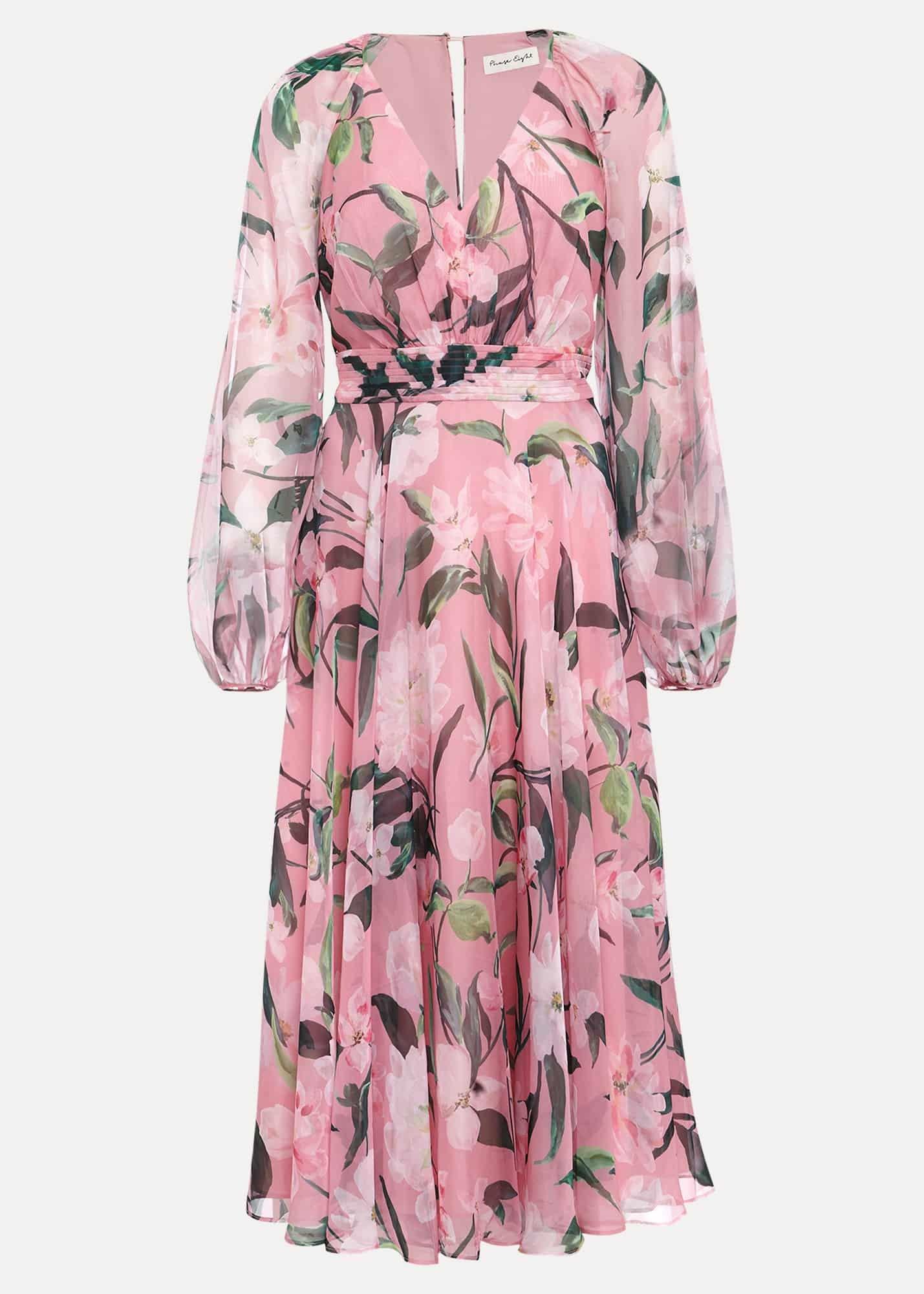Lina Printed Long Sleeve Midi Dress
