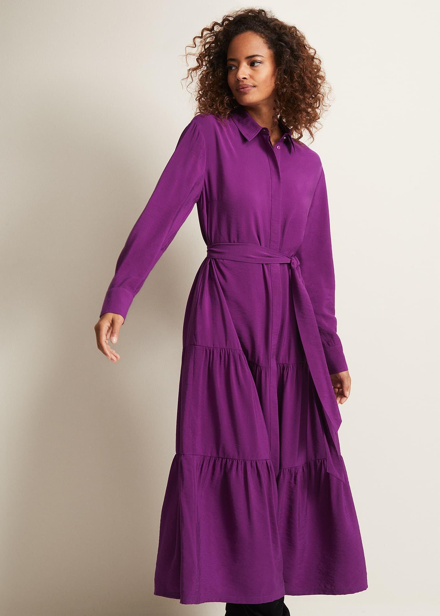 Jayden Purple Shirt Midaxi Dress