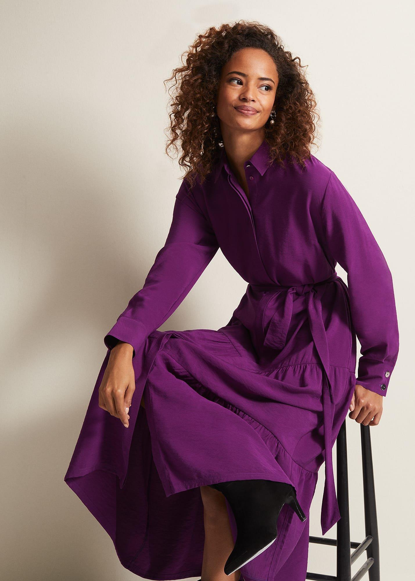 Jayden Purple Shirt Midaxi Dress