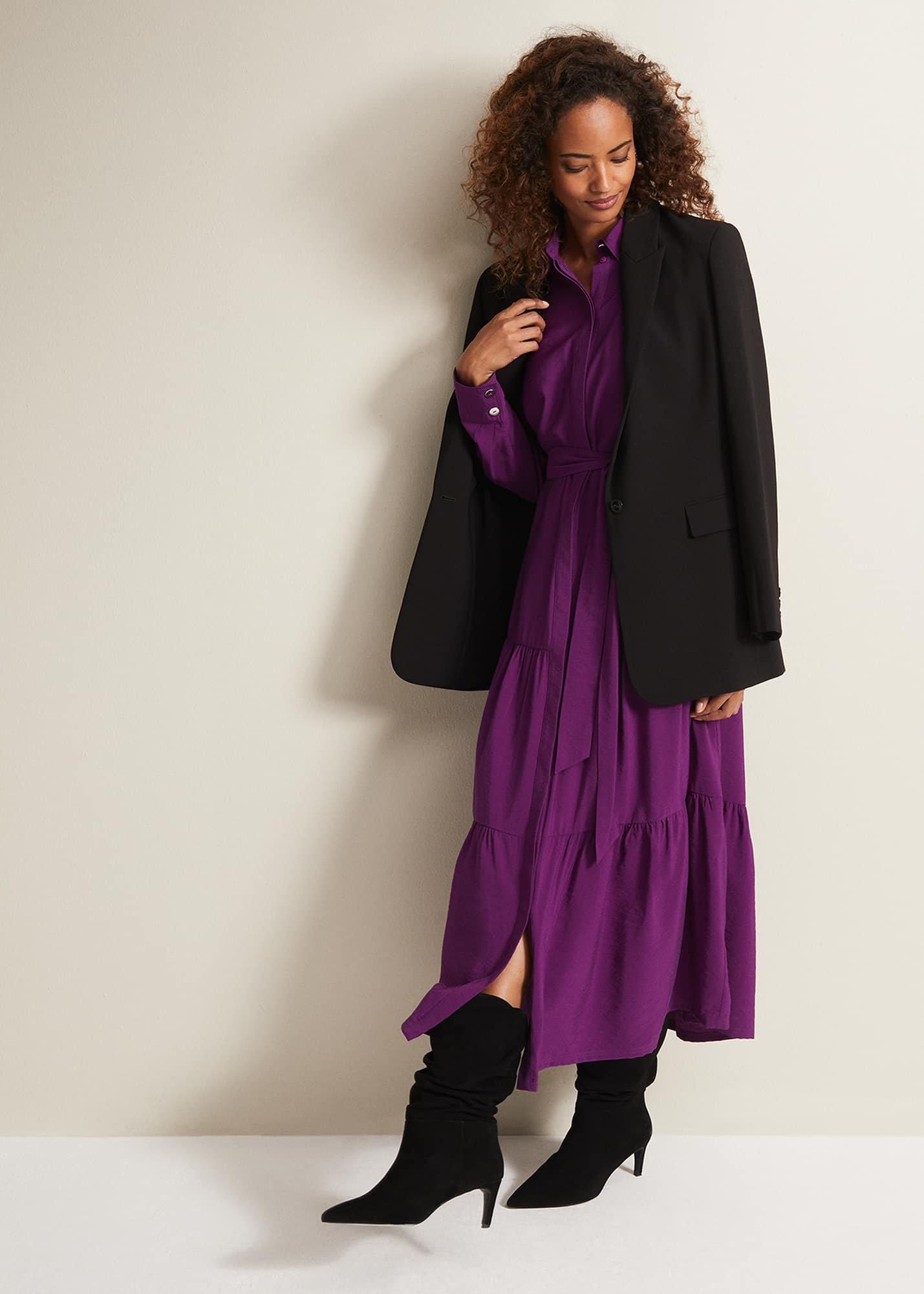 Jayden Purple Shirt Midaxi Dress