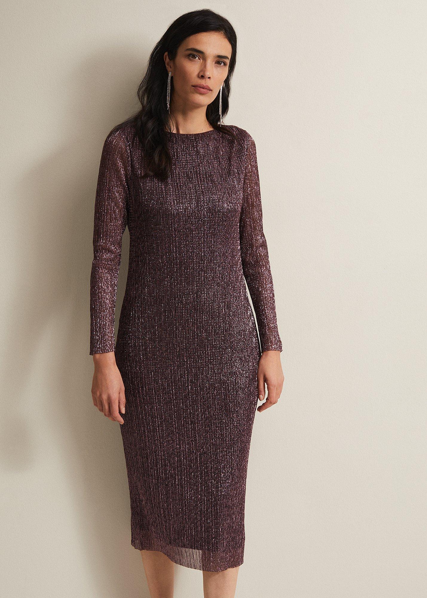 Alix Pink Plisse Midi Dress