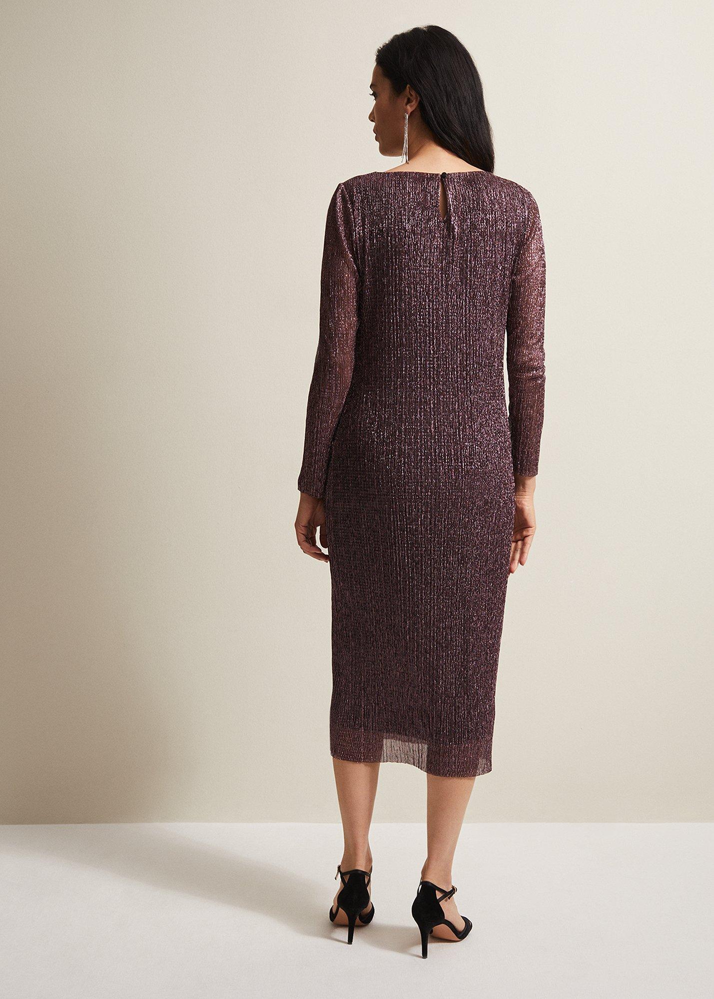 Alix Pink Plisse Midi Dress