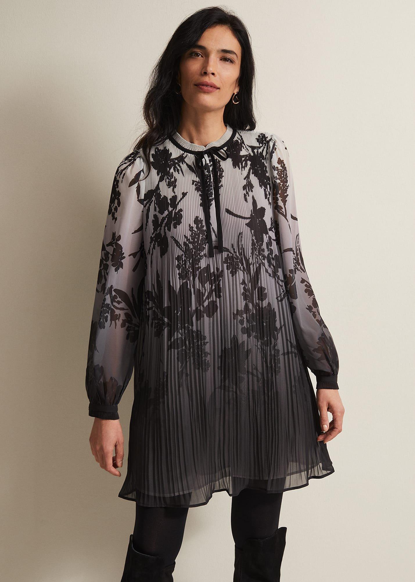 Sally Floral Pleated Swing Mini Dress