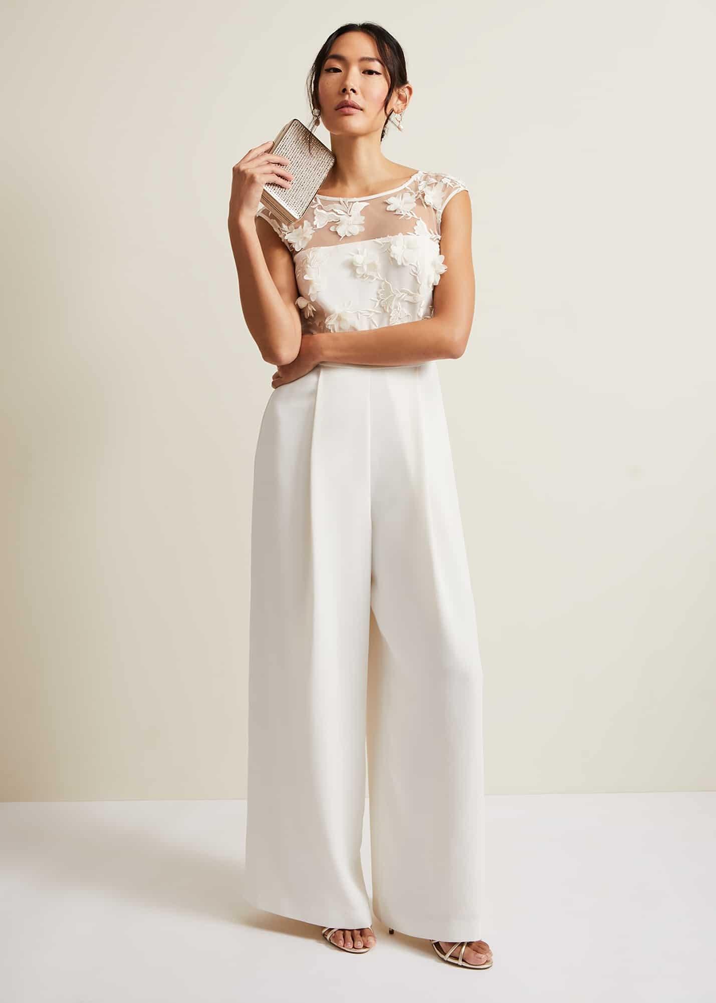 Cherie Bridal Floral Textured Jumpsuit