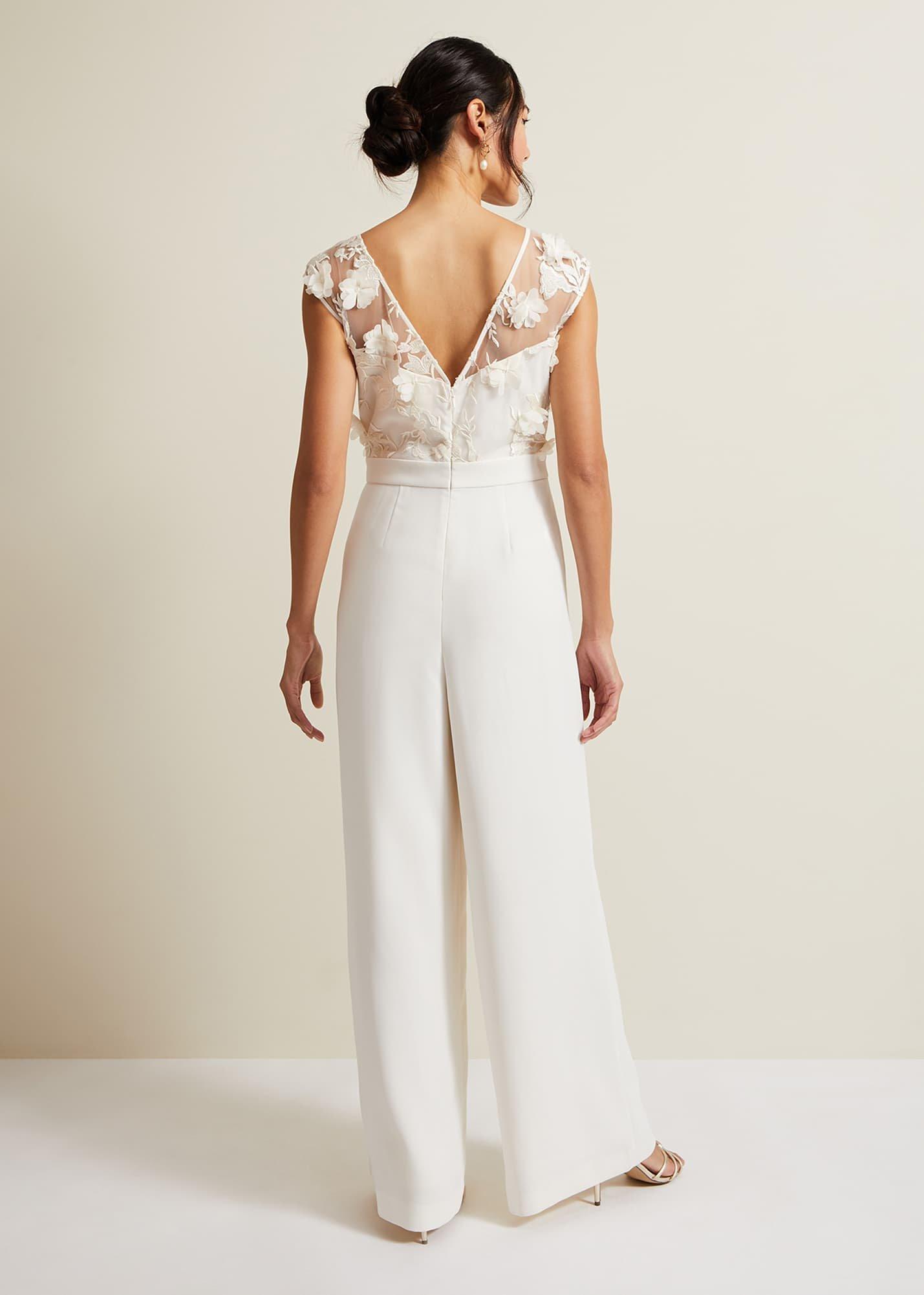 Cherie Bridal Floral Textured Jumpsuit