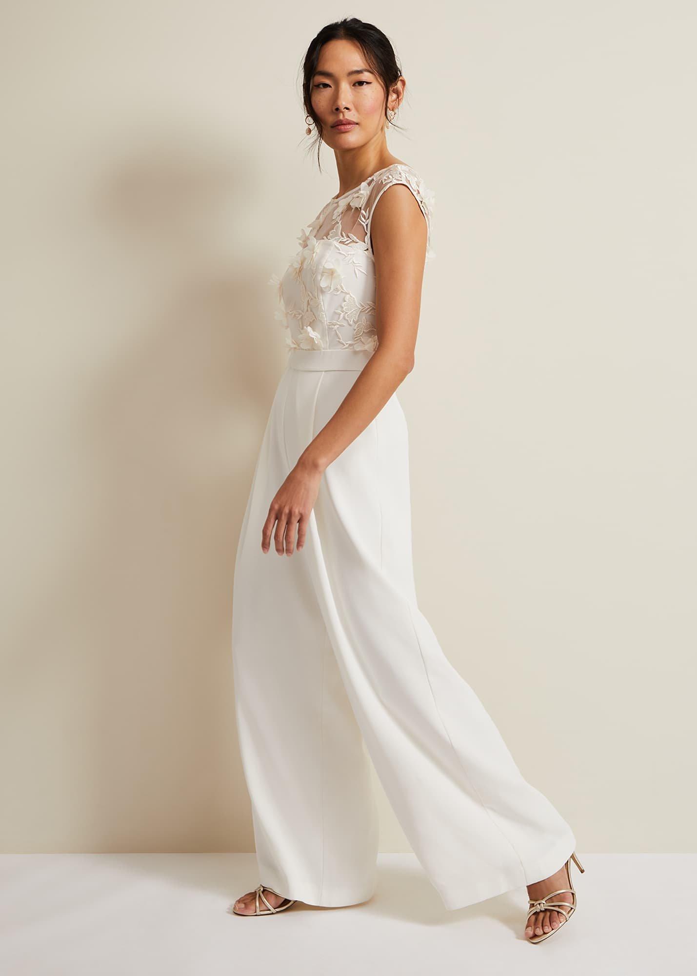 Cherie Bridal Floral Textured Jumpsuit