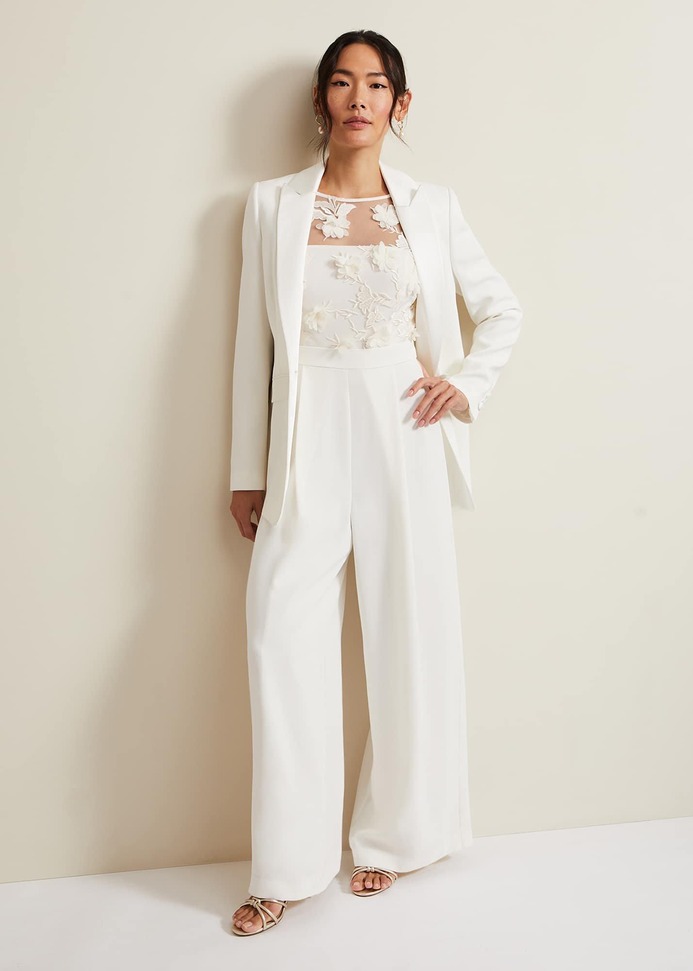 Cherie Bridal Floral Textured Jumpsuit