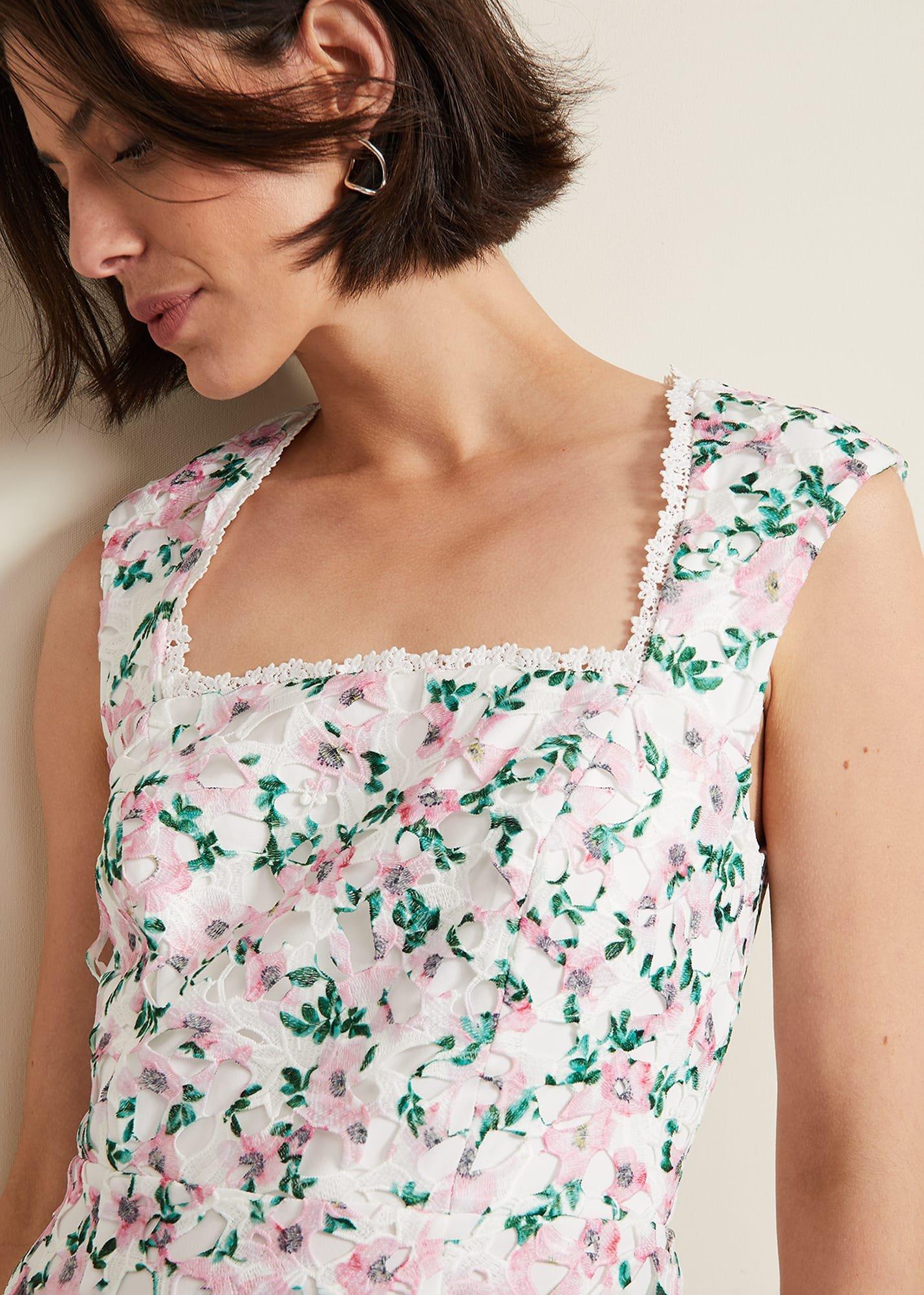 Diana Floral Lace Midi Dress