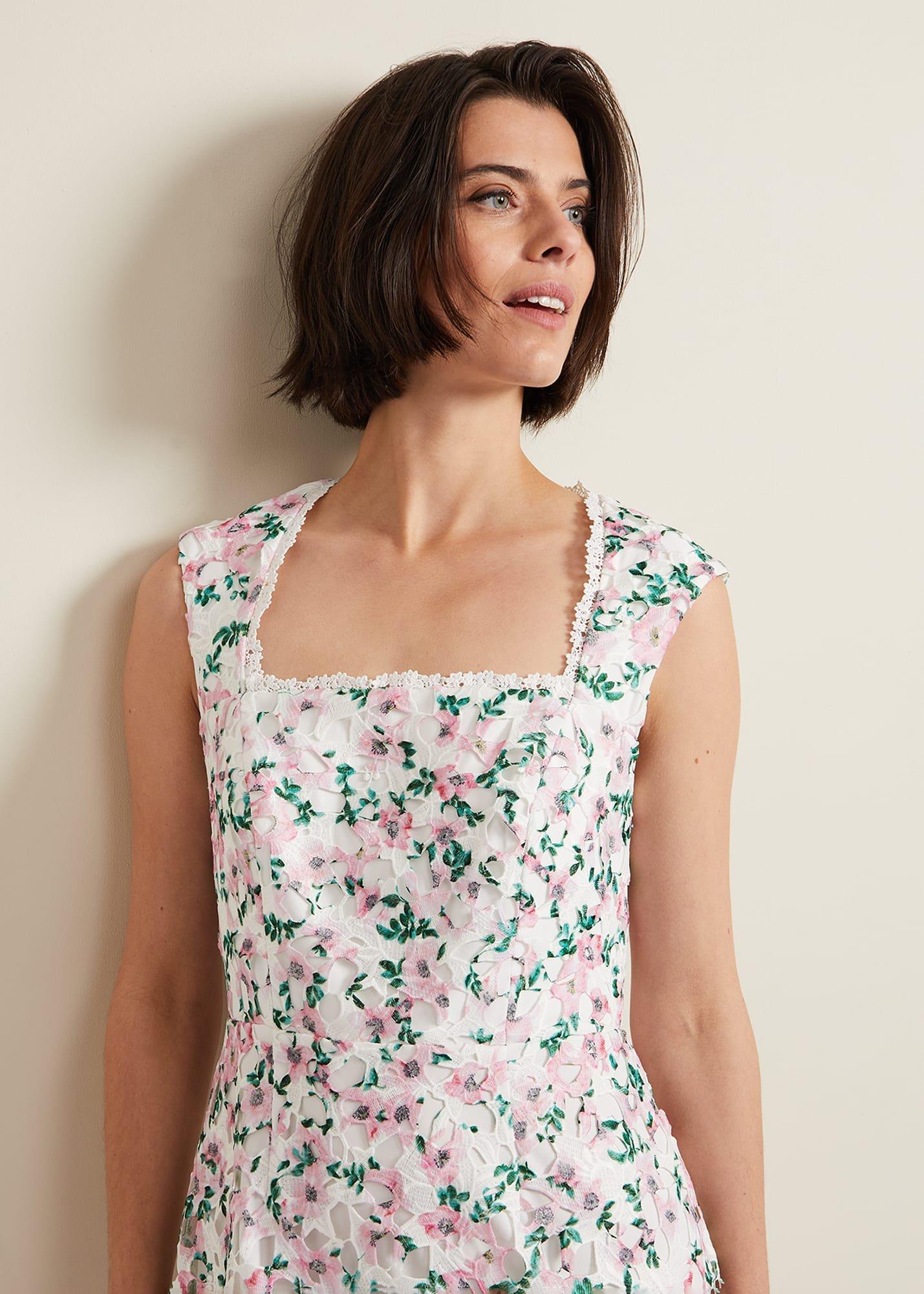Diana Floral Lace Midi Dress