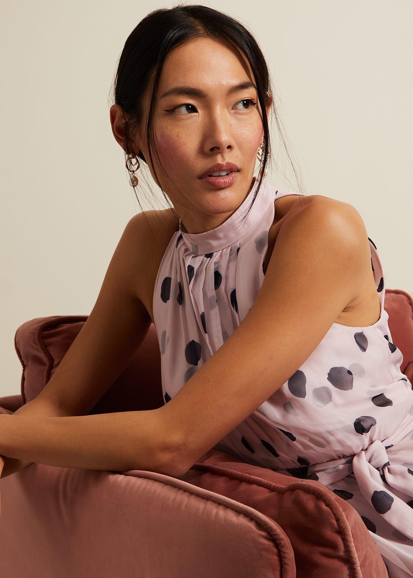 Naomi Spot Chiffon Dress