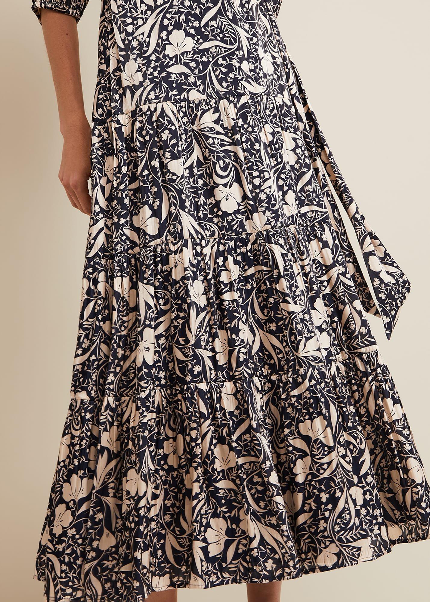 Kezia Satin Floral Wrap Dress