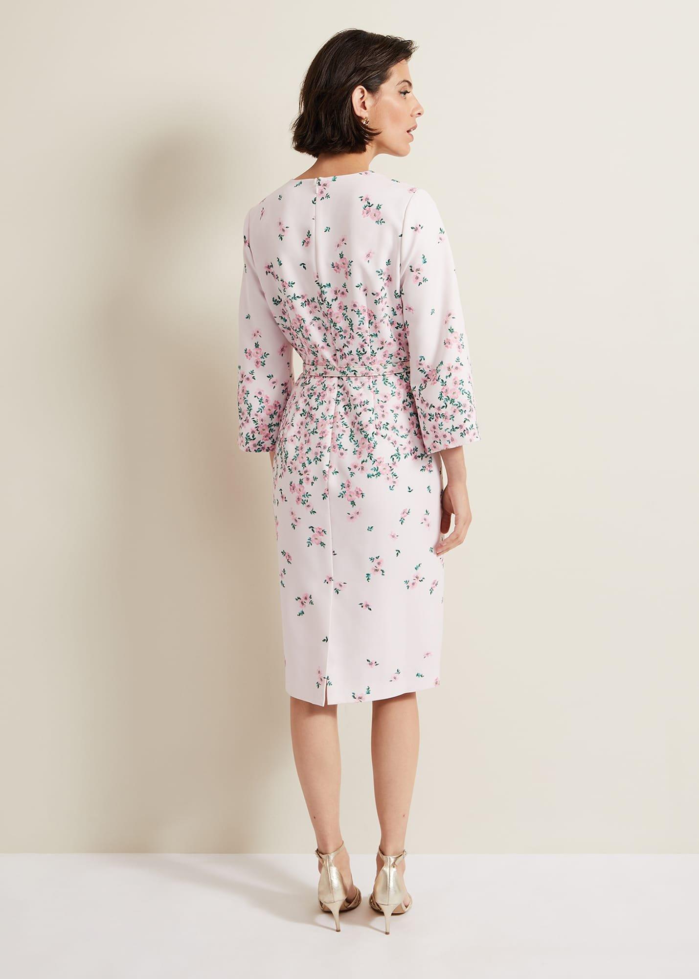 Giovanna Floral Belted Split Sleeve Dress