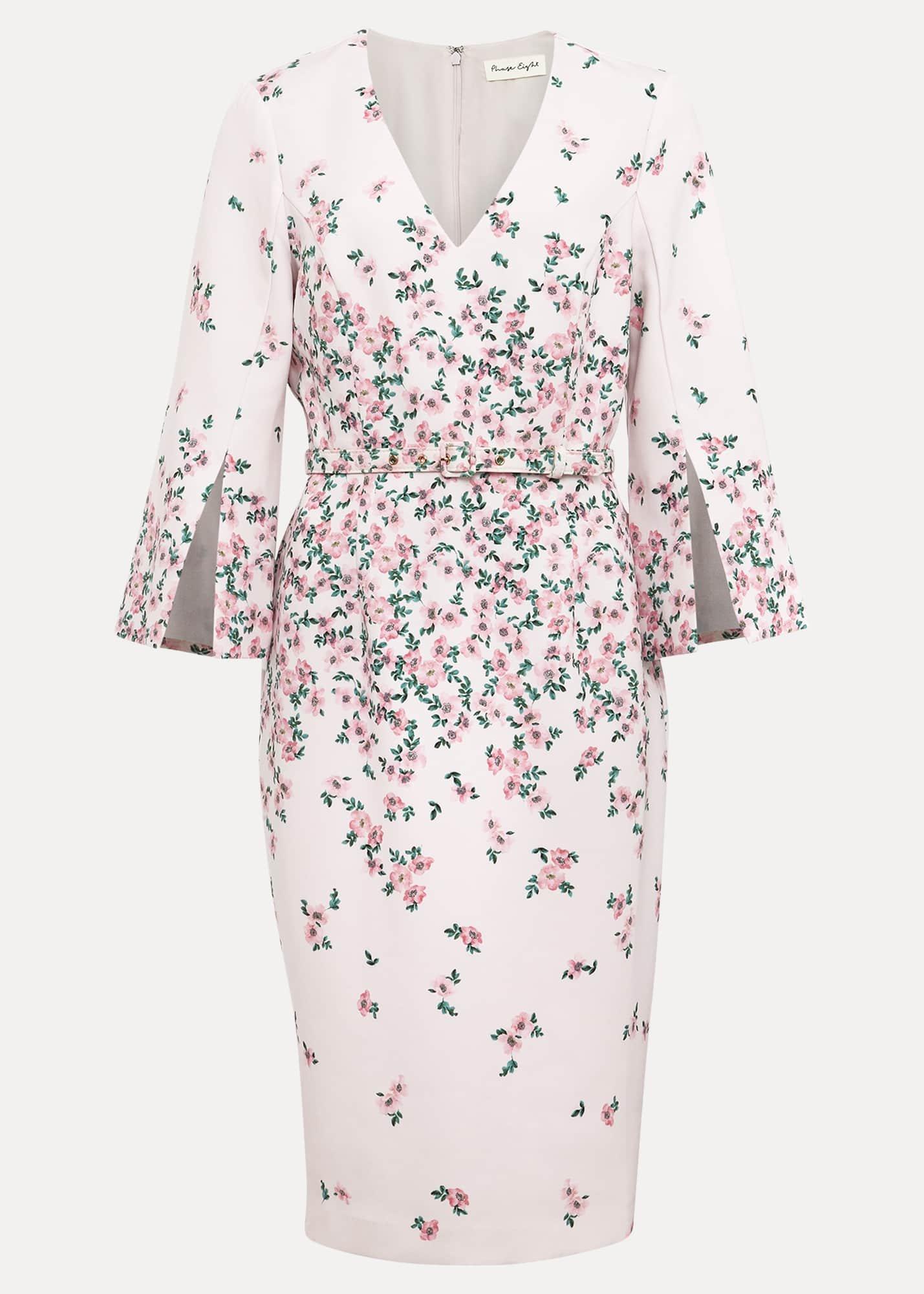 Giovanna Floral Belted Split Sleeve Dress